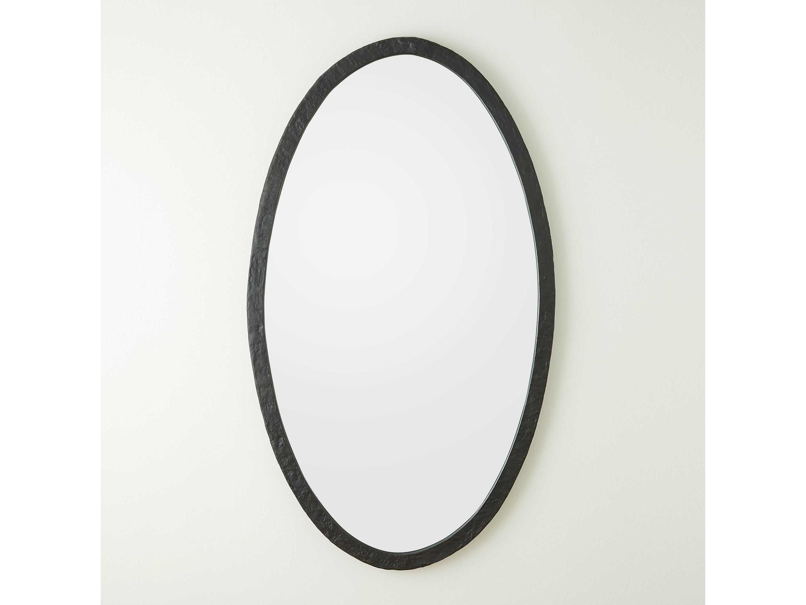 Global Views Forged Iron Black Oval Wall Mirror