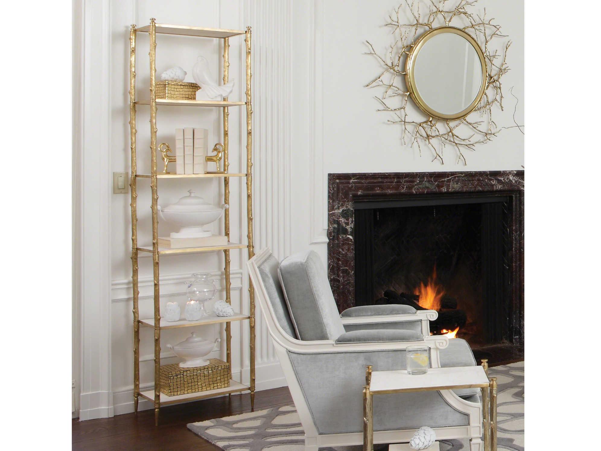Global Views Arbor Brass / White Marble Etagere