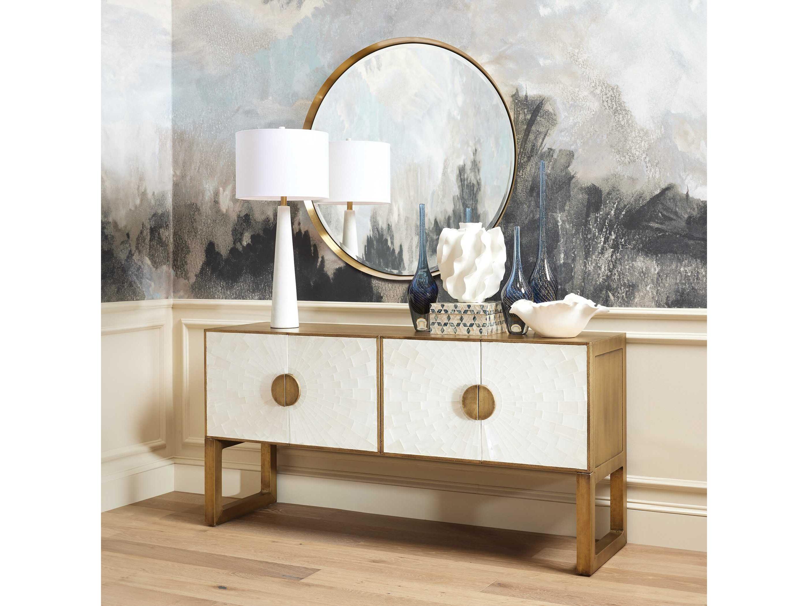 Global Views Pinnacle Silver White Buffet Lamp
