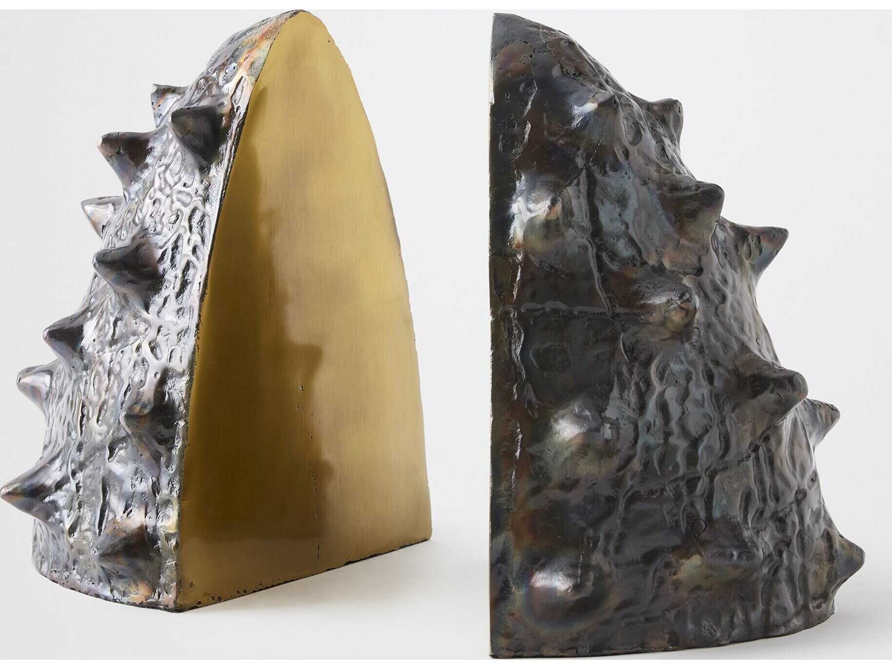 Global Views Biomorphic Bronze And Faux Brass Bookends