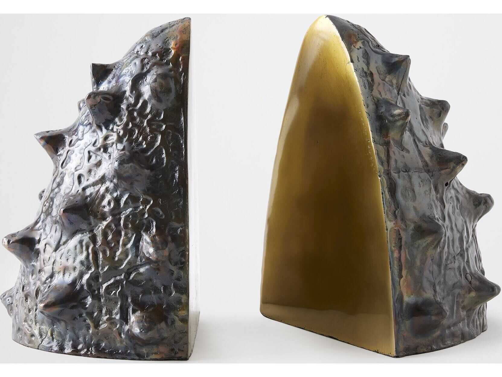 Global Views Biomorphic Bronze And Faux Brass Bookends