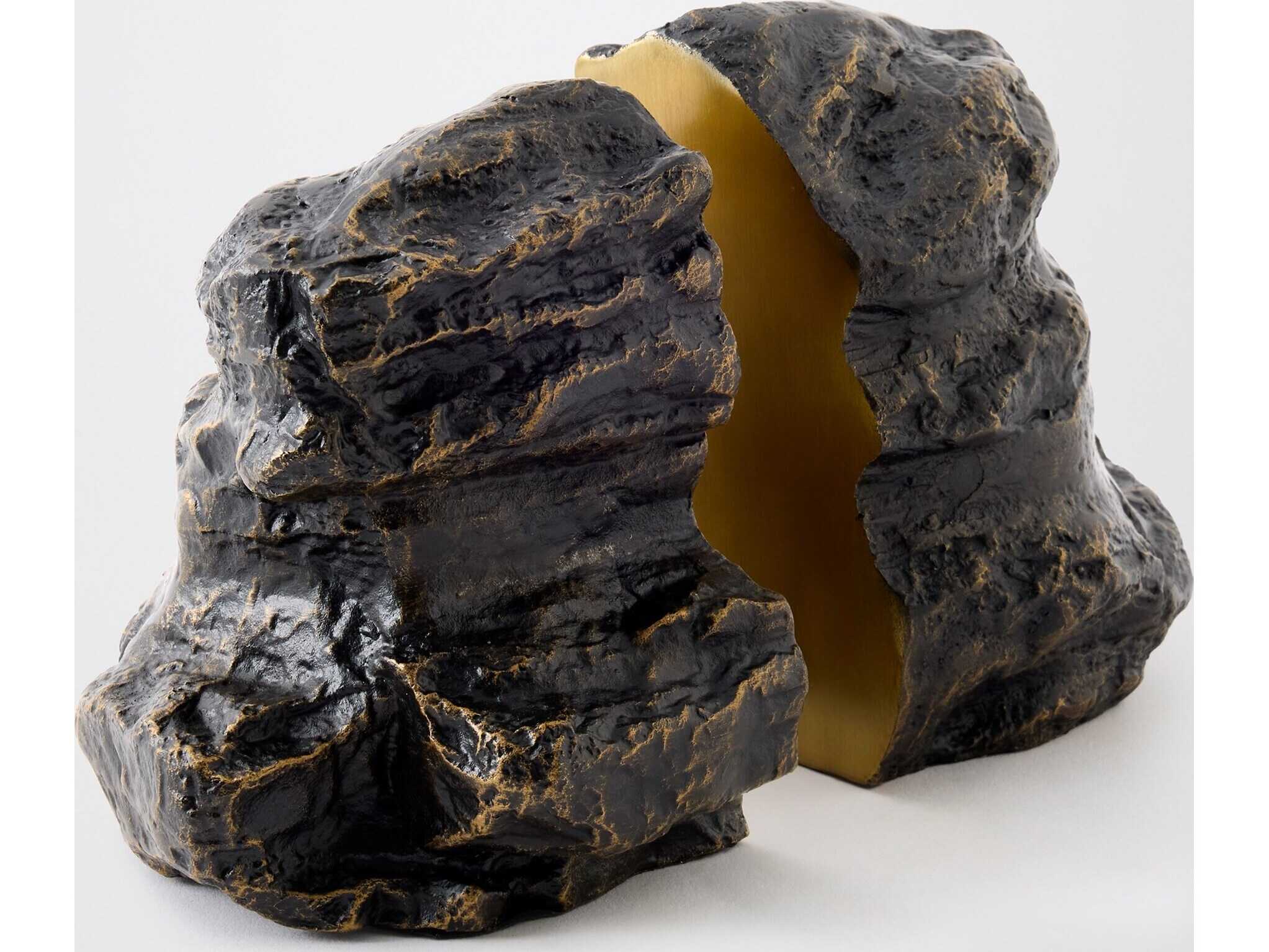 Global Views Rock Bronze And Faux Brass Bookends