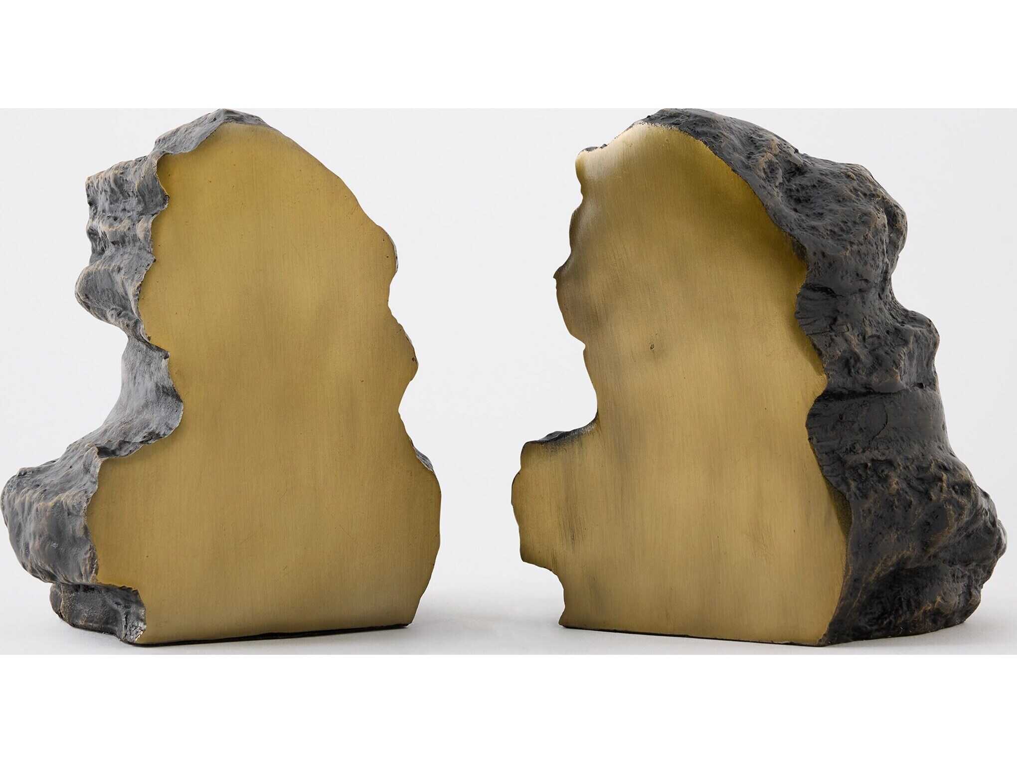 Global Views Rock Bronze And Faux Brass Bookends