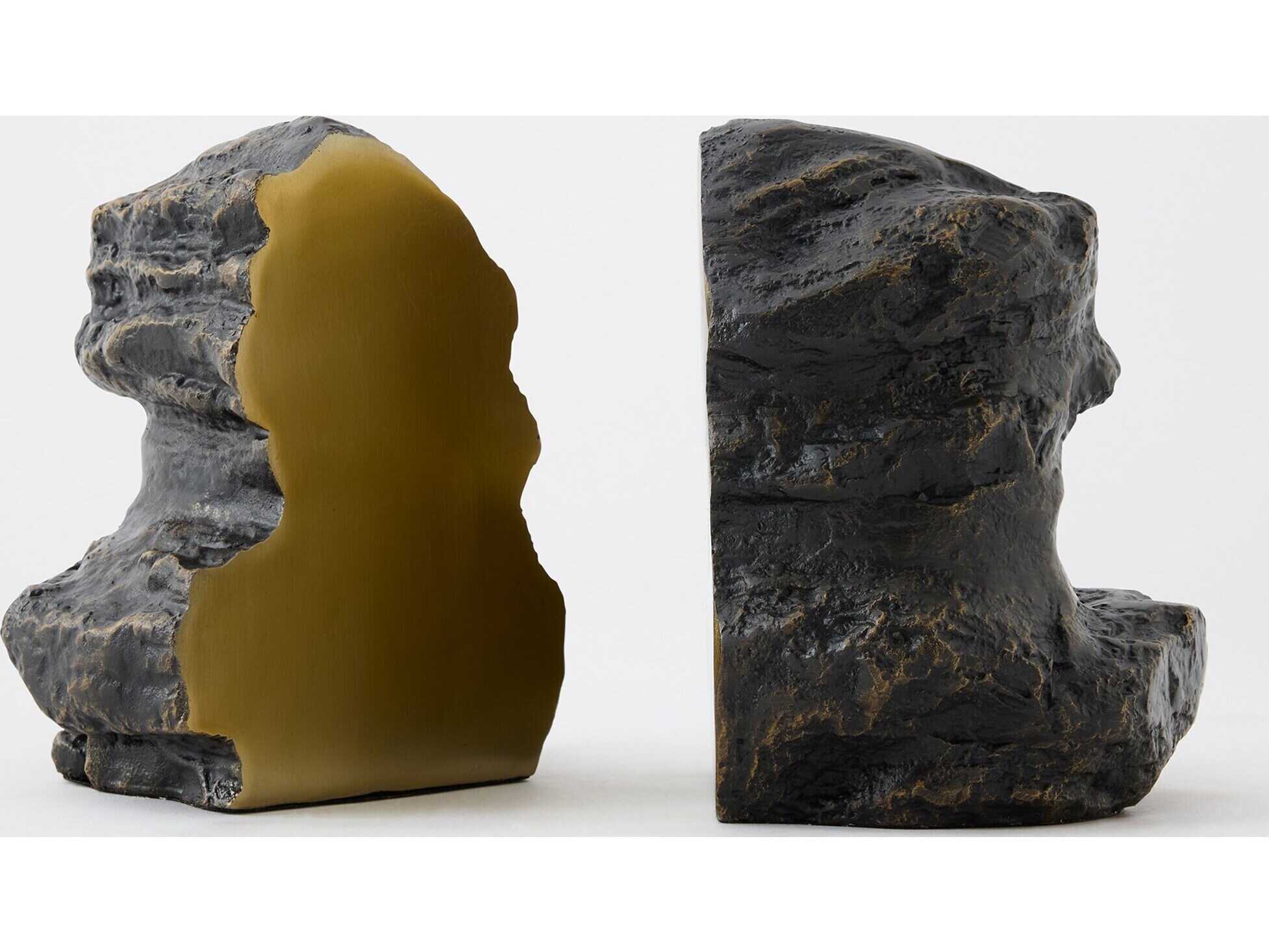 Global Views Rock Bronze And Faux Brass Bookends