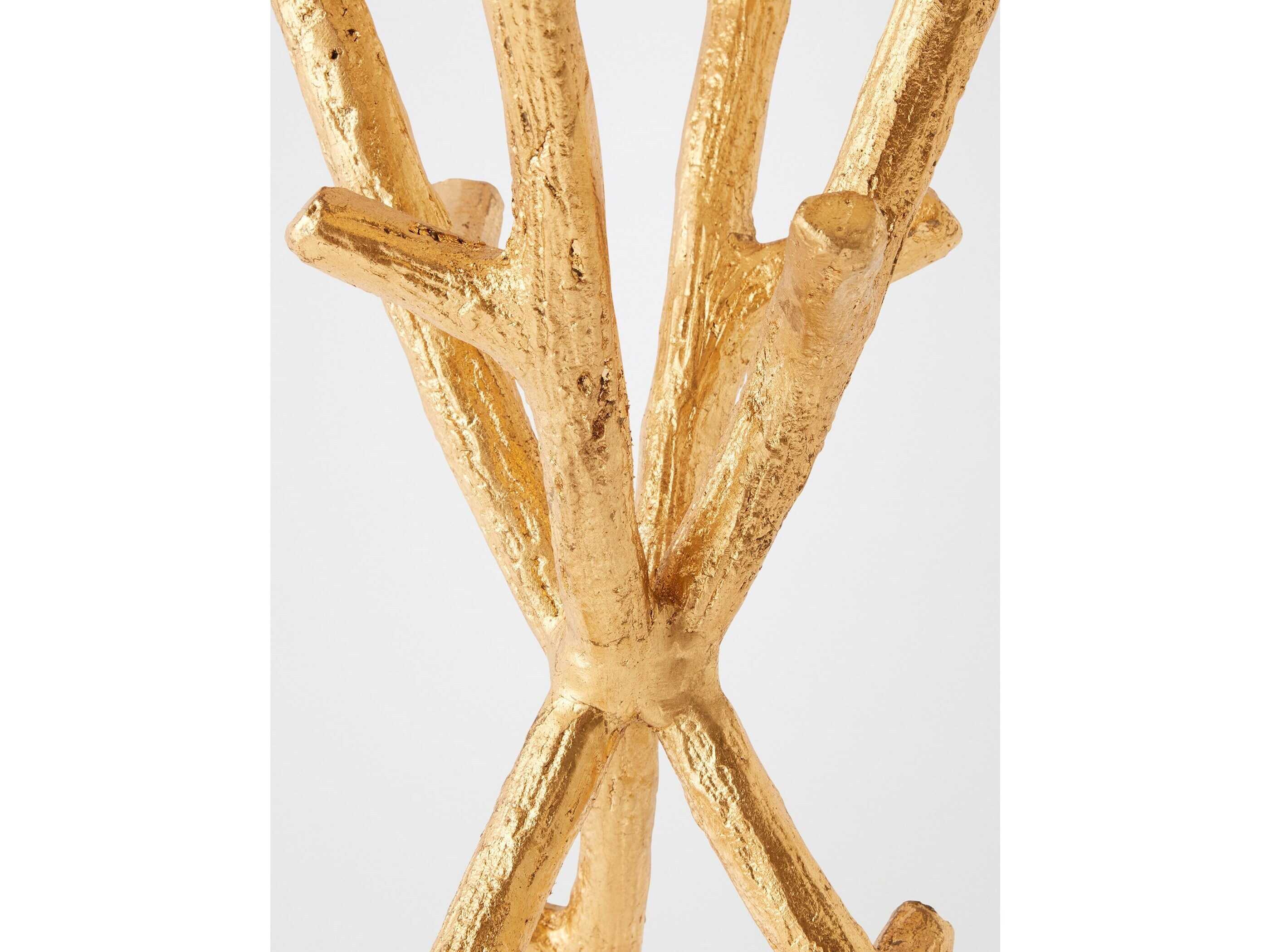 Global Views Coral Round Marble Gold Leaf End Table