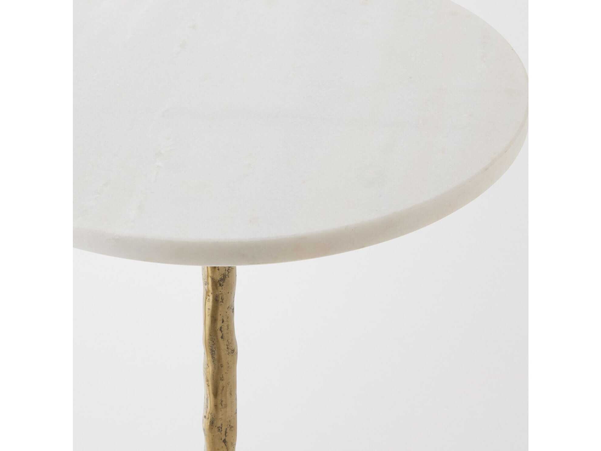 Global Views Lily Pad Round Marble Faux Brass End Table