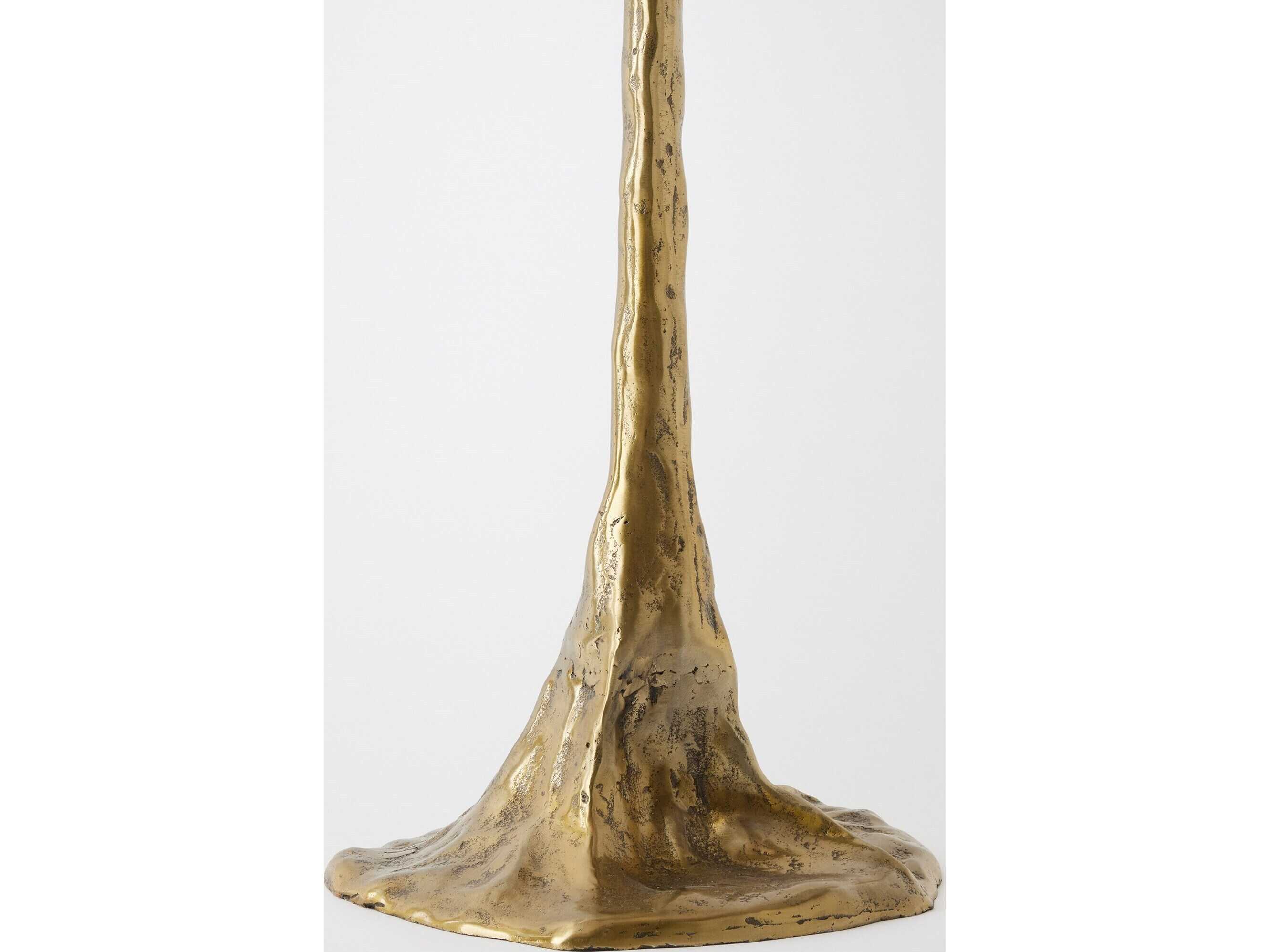 Global Views Lily Pad Round Marble Faux Brass End Table