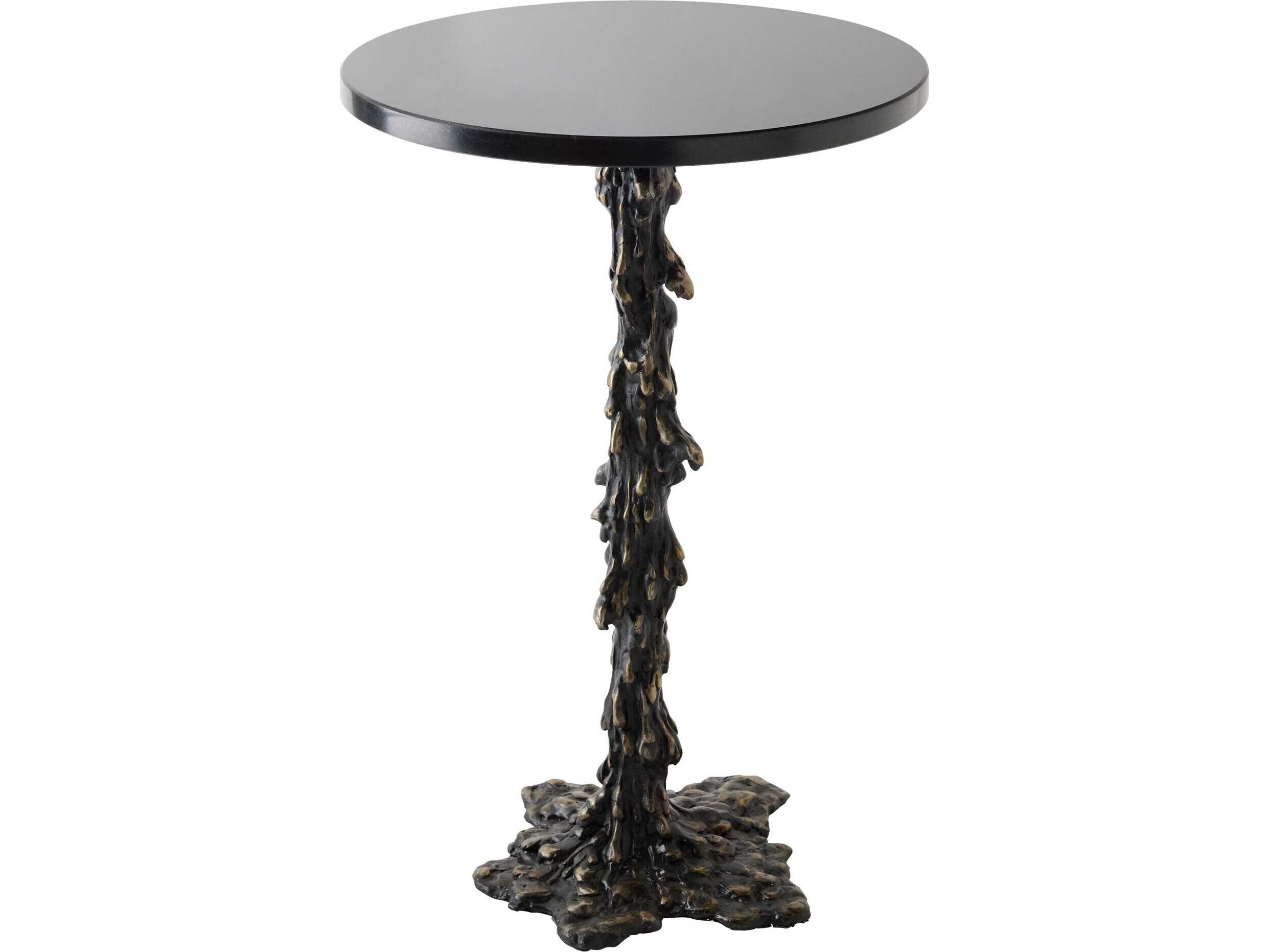 Global Views Melting Round Marble Bronze End Table