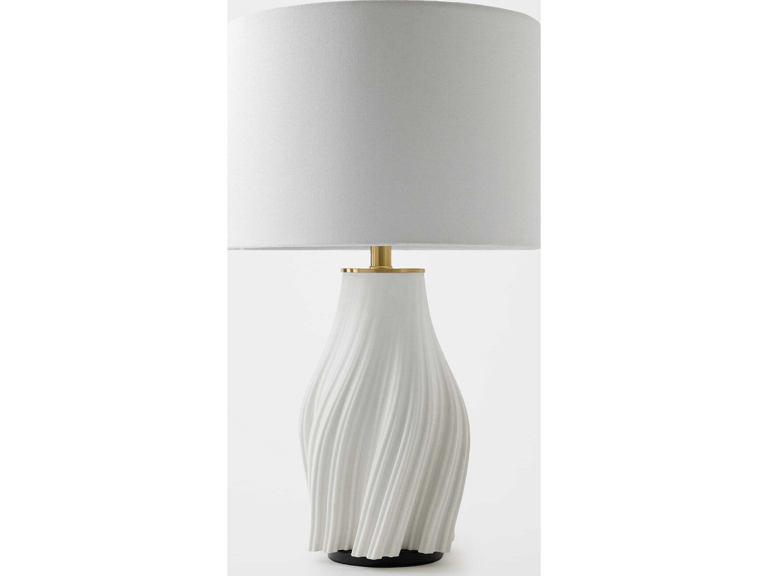 Global Views Vertical Wave White Brass Black Buffet Lamp