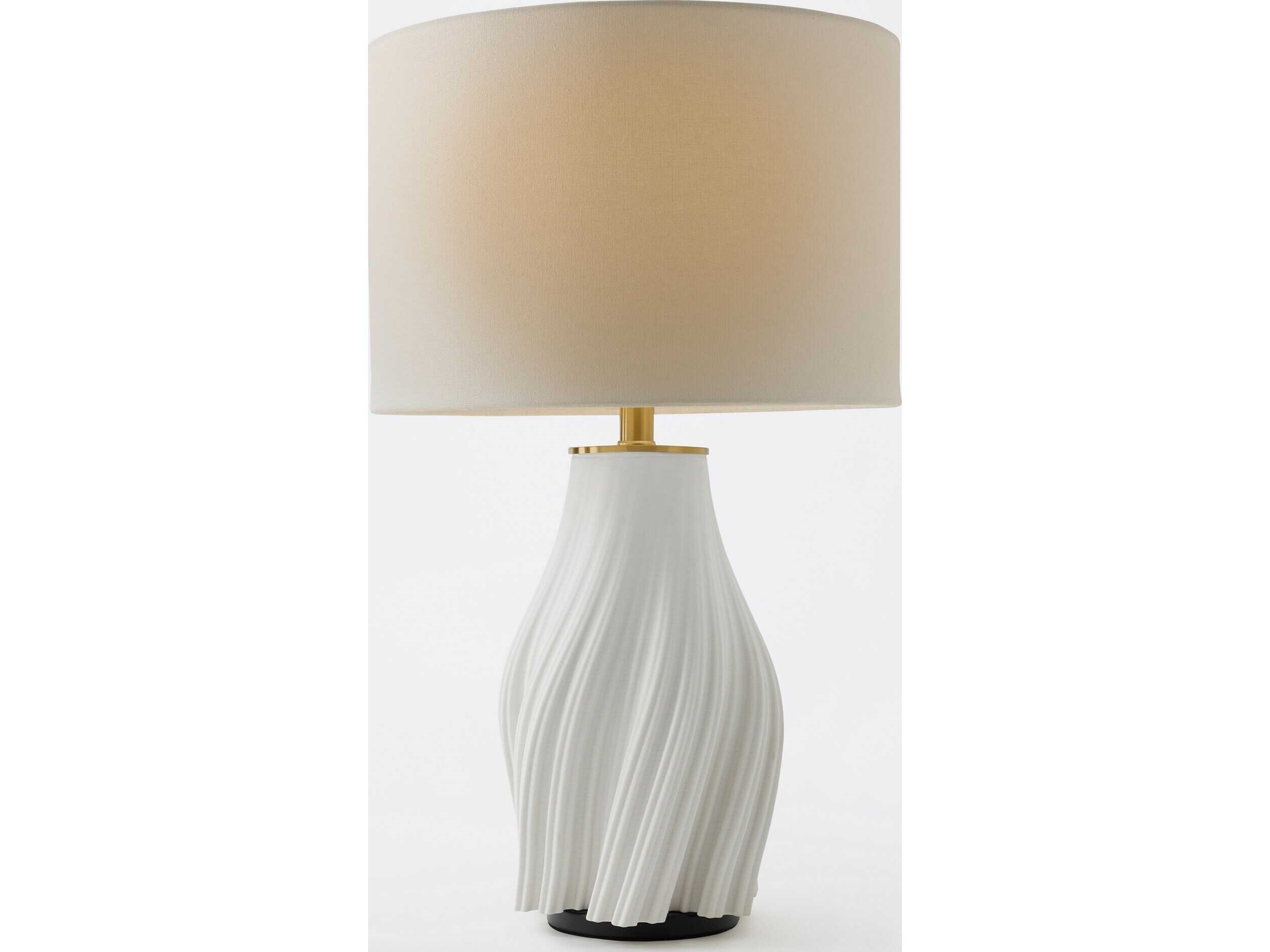 Global Views Vertical Wave White Brass Black Buffet Lamp