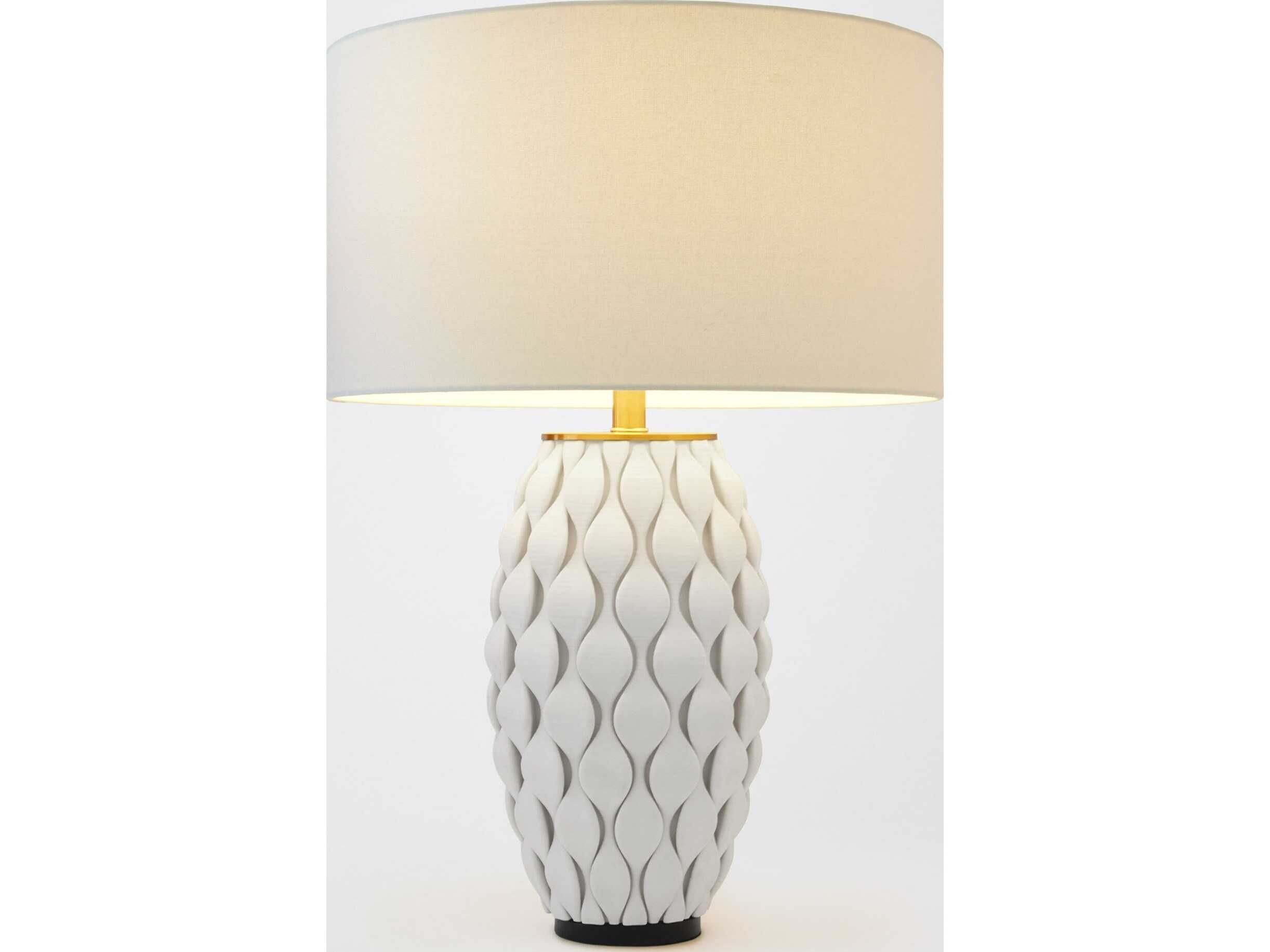 Global Views Pillowed White Brass Black Buffet Lamp