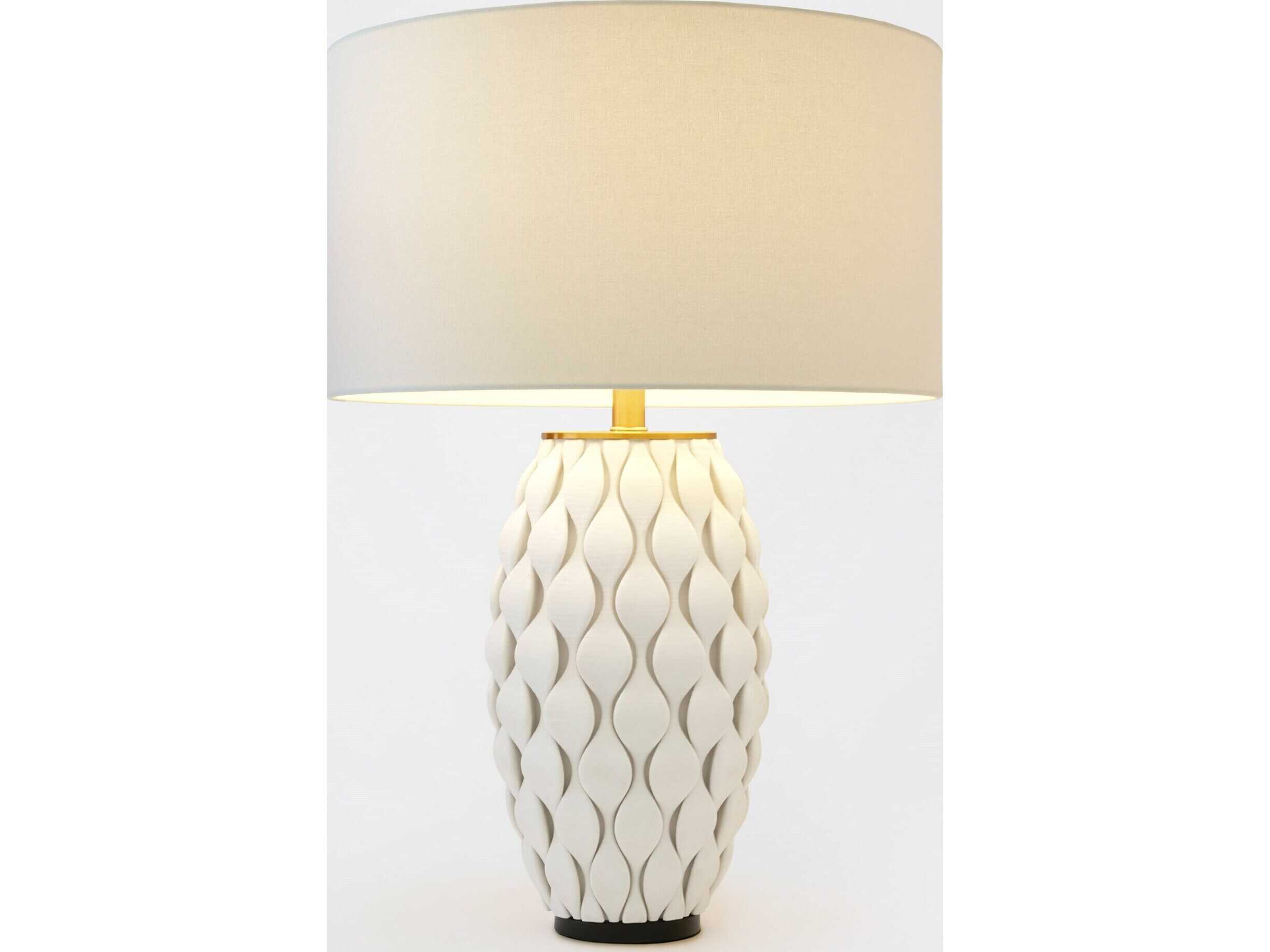 Global Views Pillowed White Brass Black Buffet Lamp
