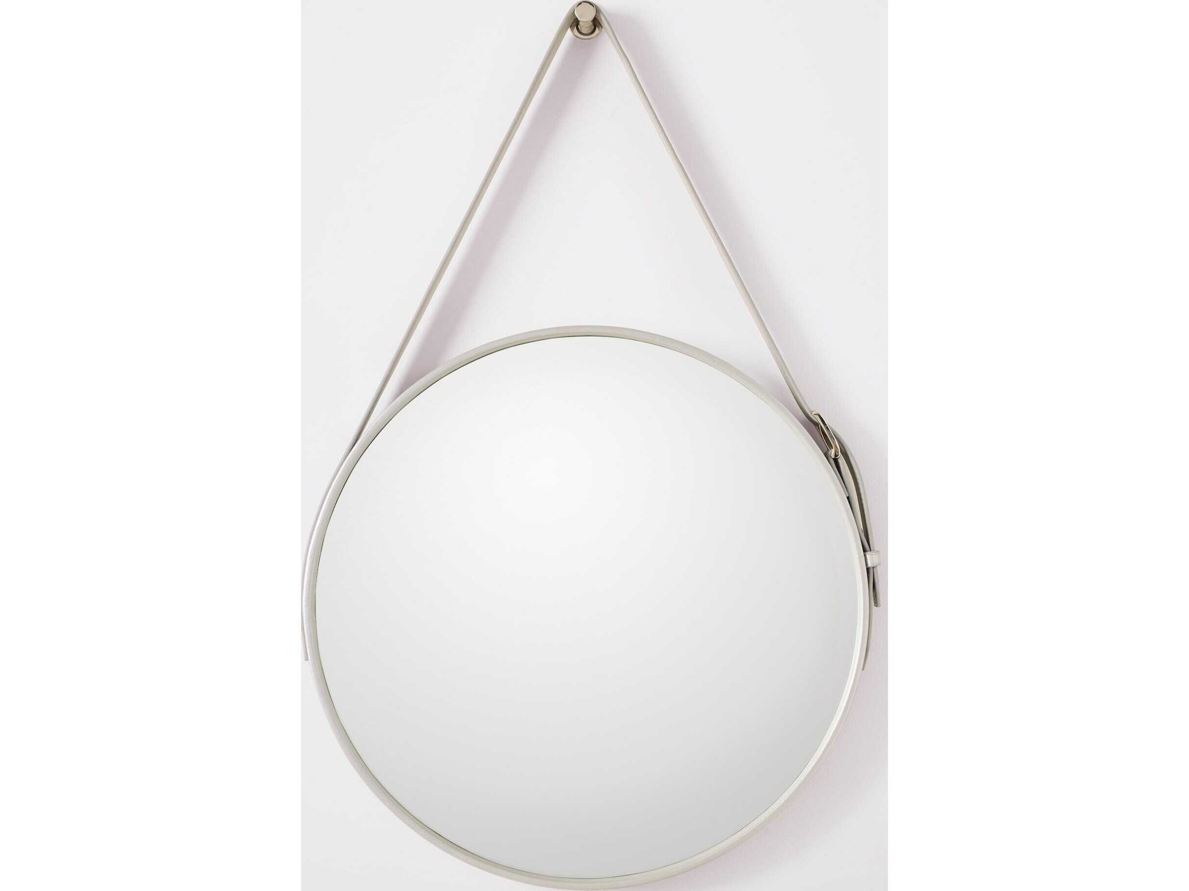 Global Views Saddle Silver Leather Wall Mirror Round