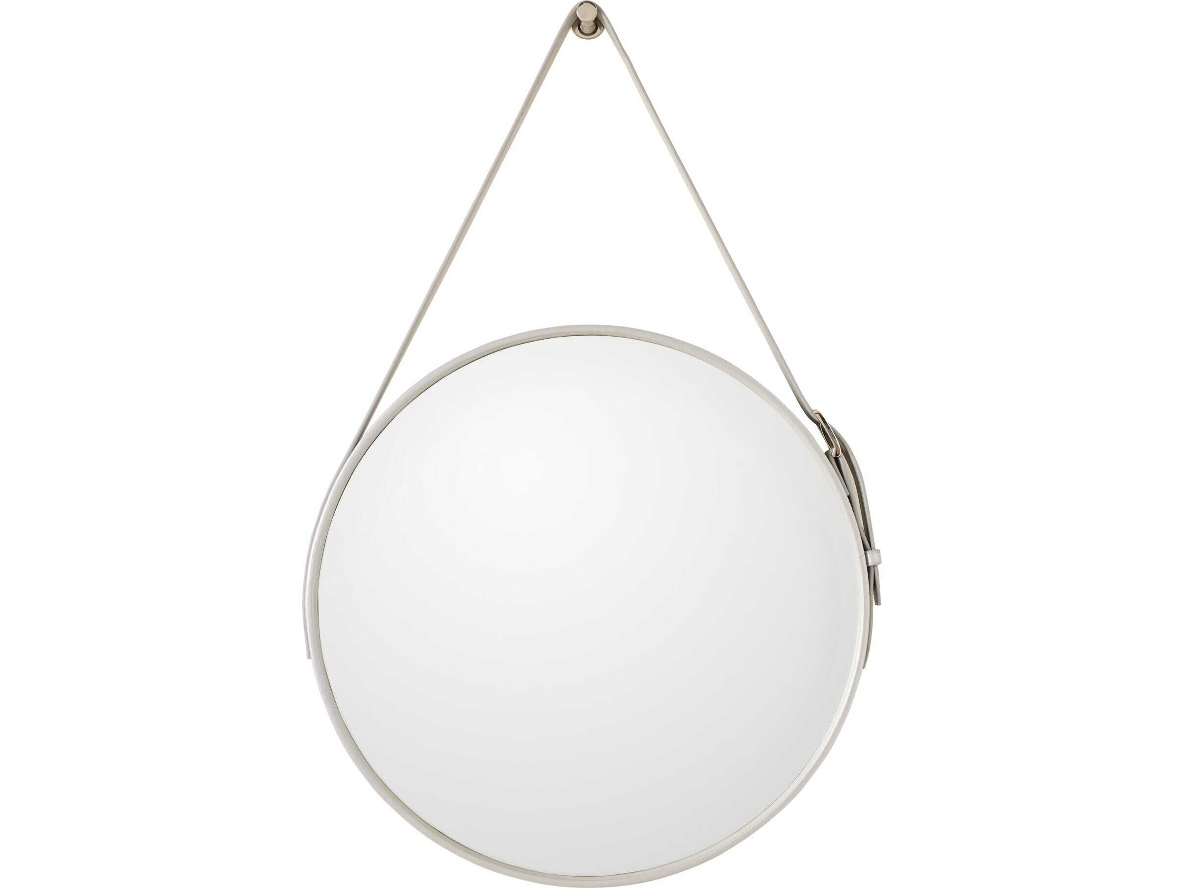 Global Views Saddle Silver Leather Wall Mirror Round