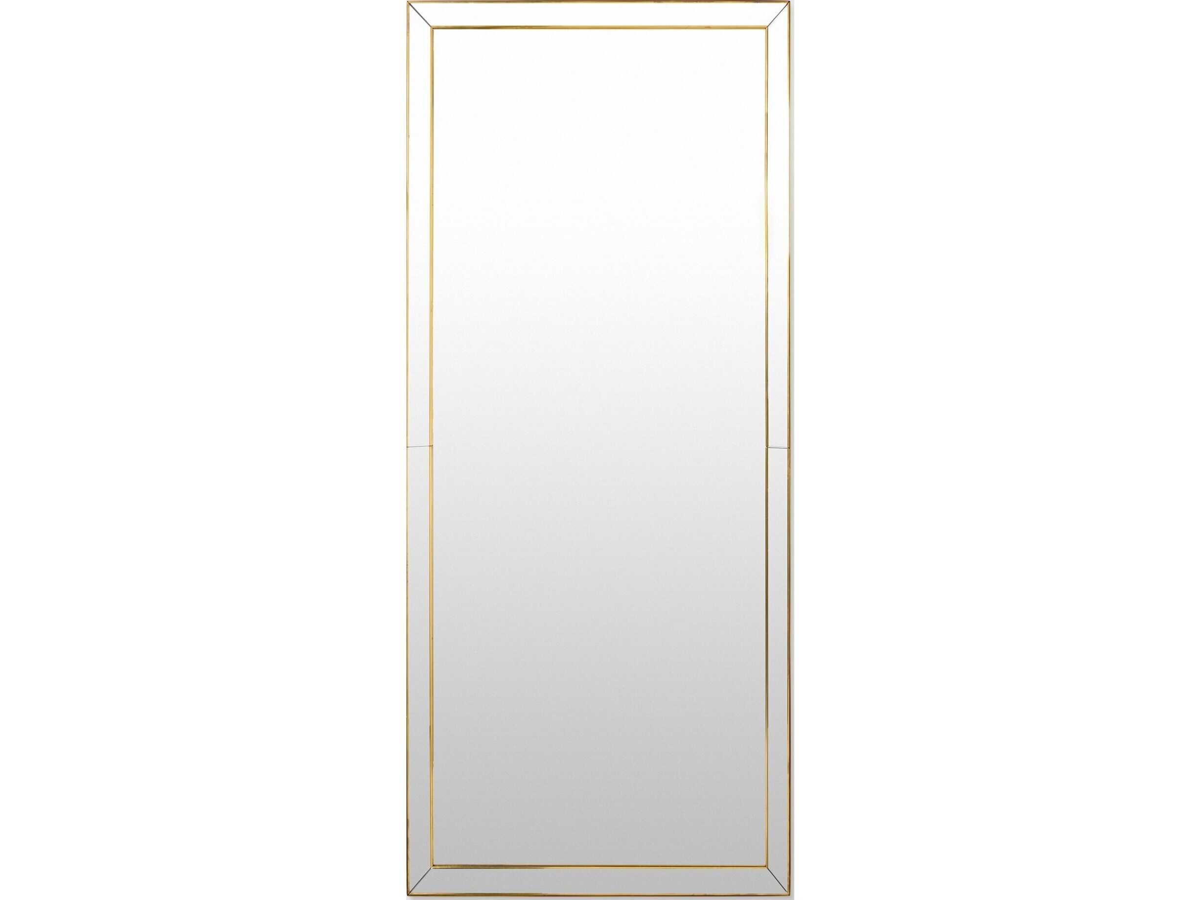 Global Views Lovely Brushed Brass Floor Mirror Rectangular