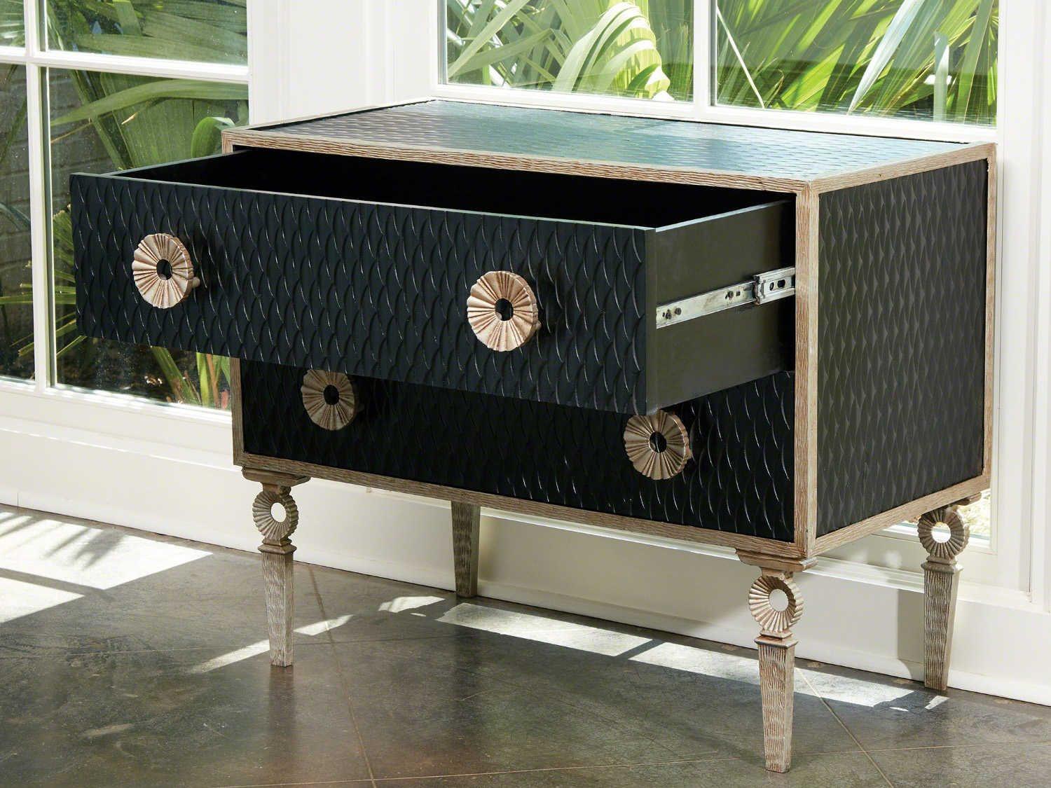 Global Views 3-Drawers Black Acacia Wood Dresser