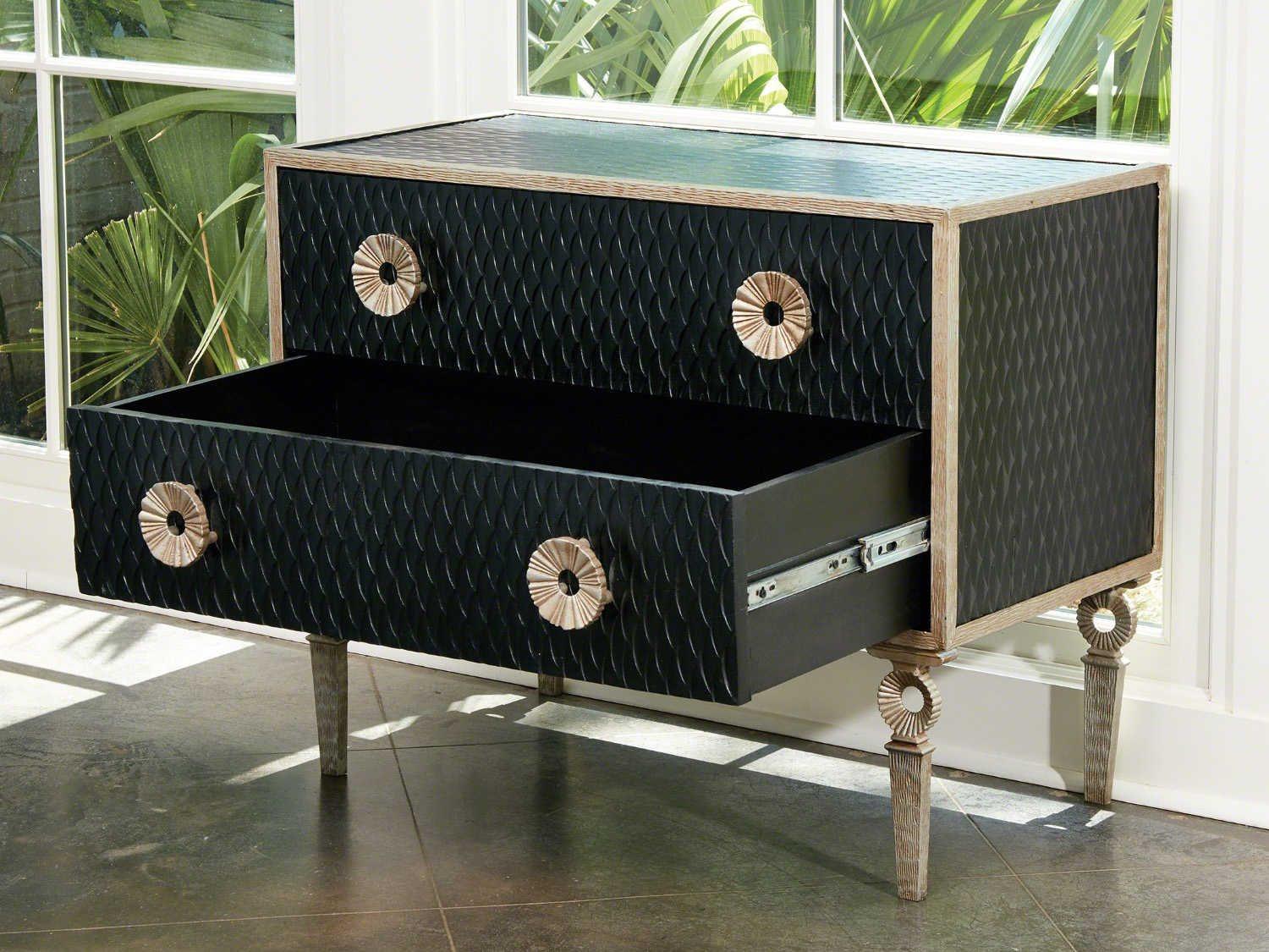 Global Views 3-Drawers Black Acacia Wood Dresser