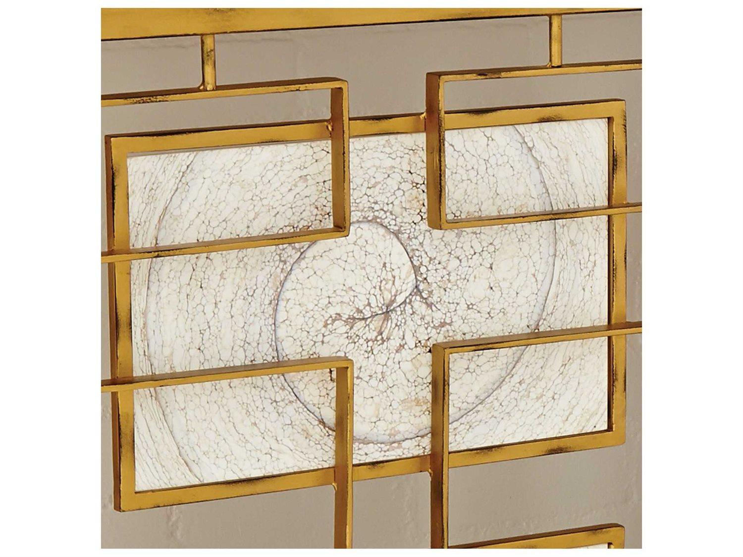 Global Views Rectangular Marble Gold Console Table