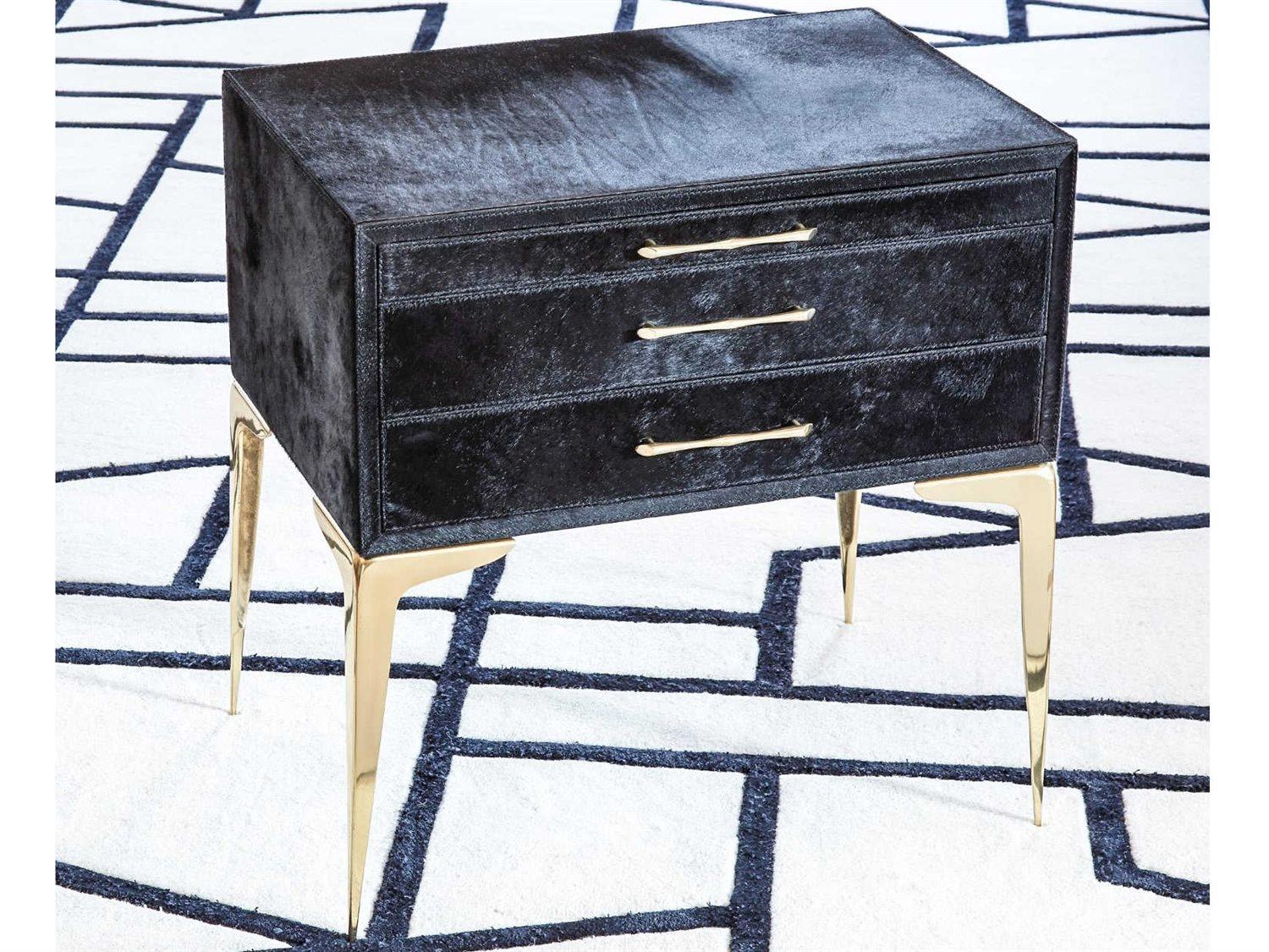 Global Views 3-Drawers Black Nightstand