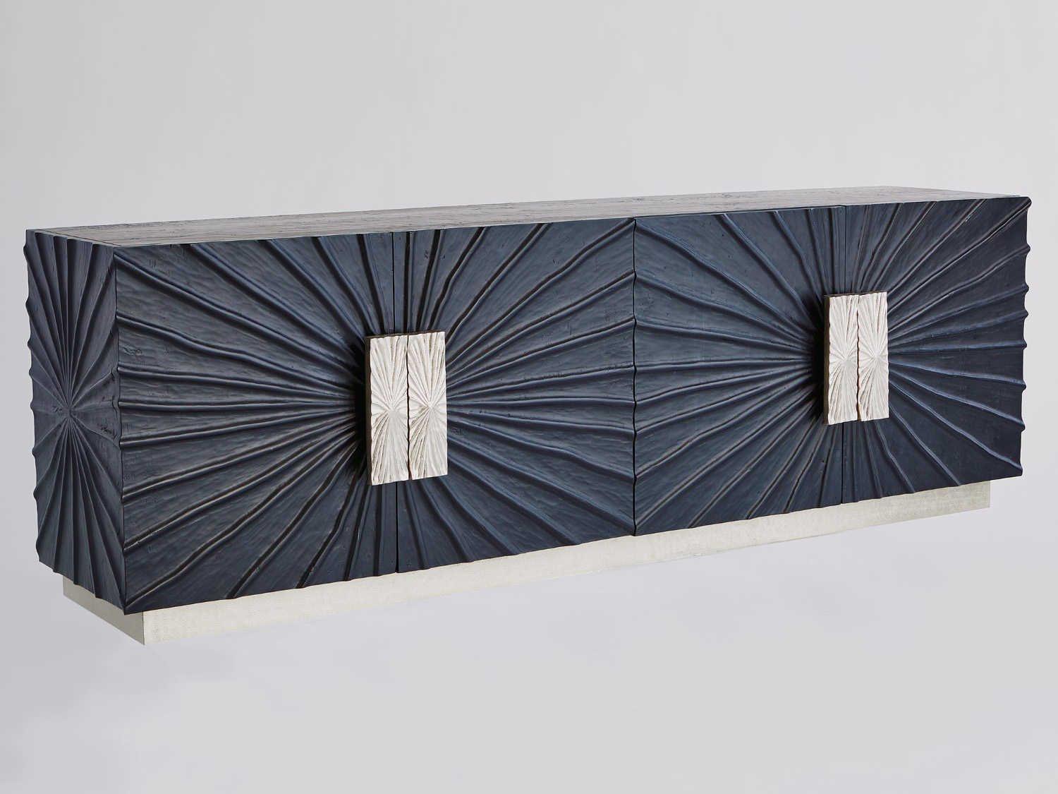 Global Views 84" Oak Wood Black Nickel Sideboard