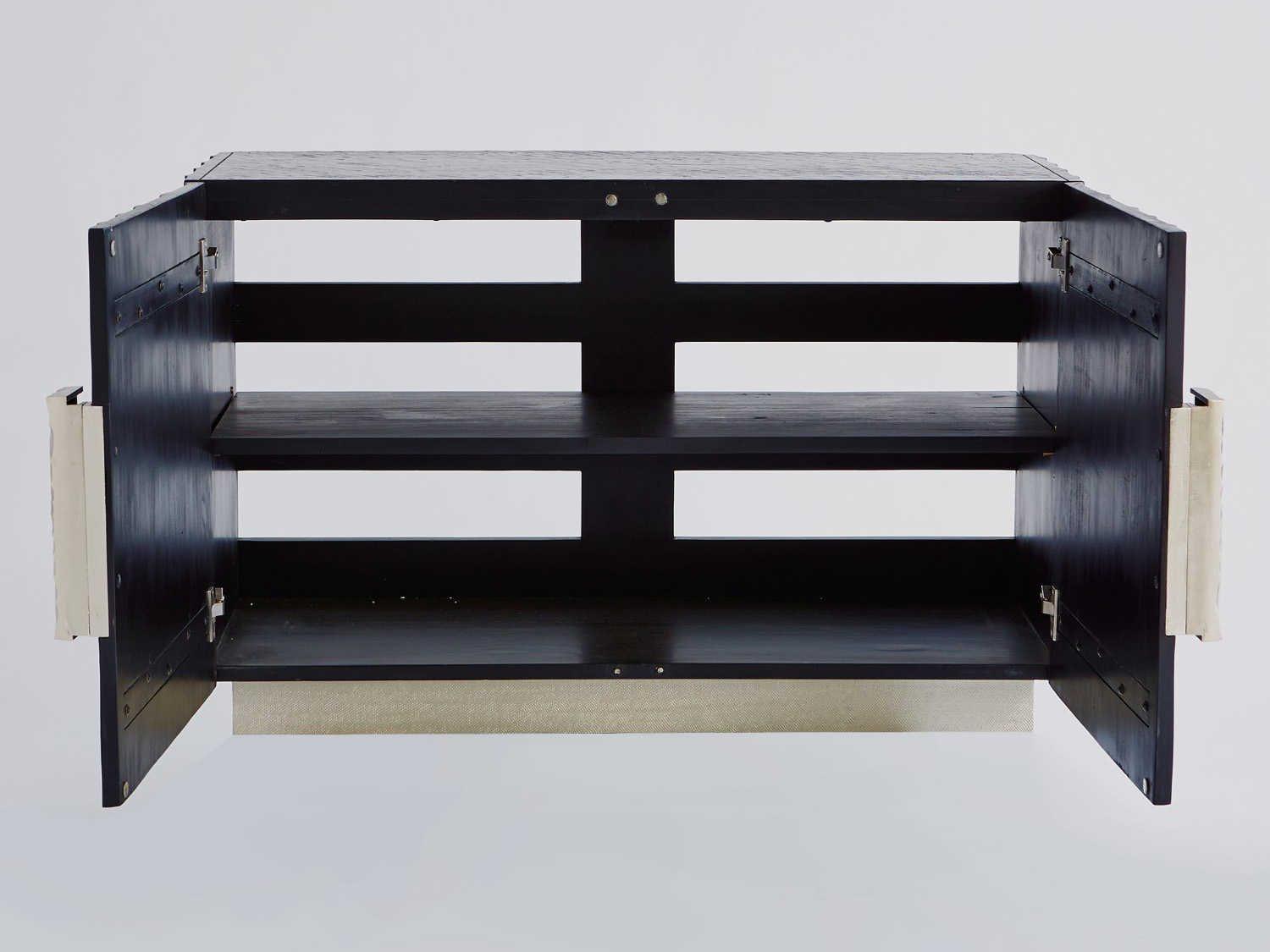 Global Views Black Nickel Silver Pine Wood Accent Chest