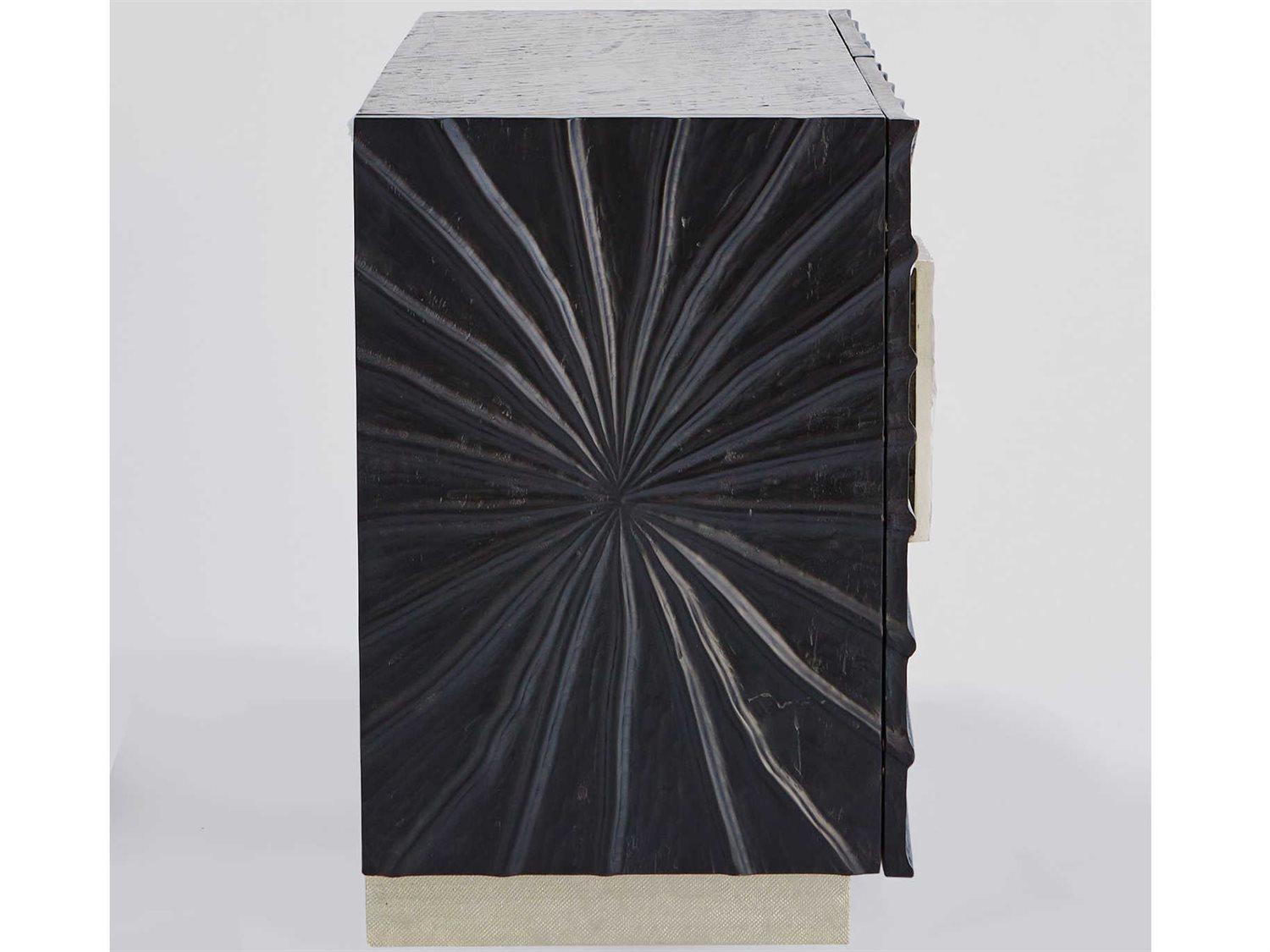 Global Views Black Nickel Silver Pine Wood Accent Chest