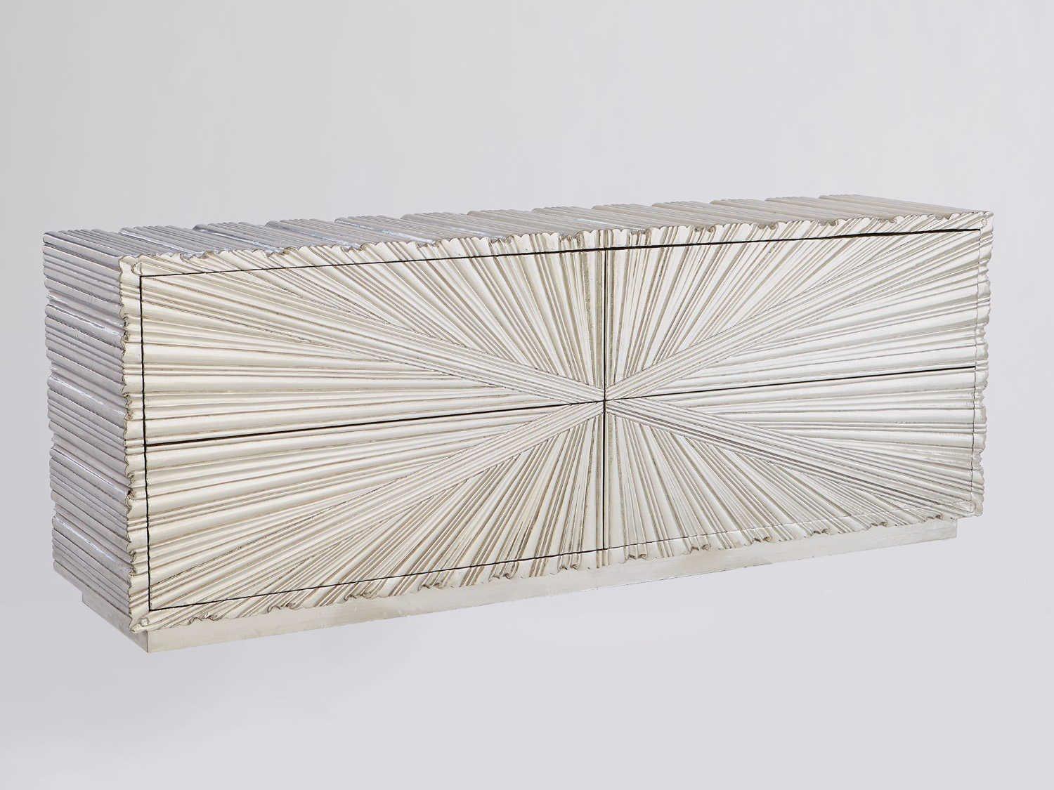 Global Views 72" Grey Deco White Alloy Metal Sideboard