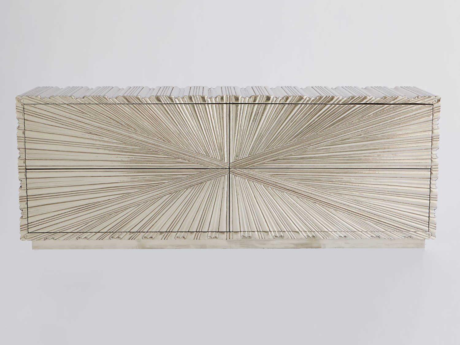 Global Views 72" Grey Deco White Alloy Metal Sideboard