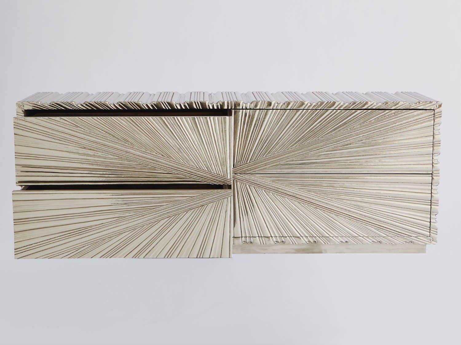 Global Views 72" Grey Deco White Alloy Metal Sideboard