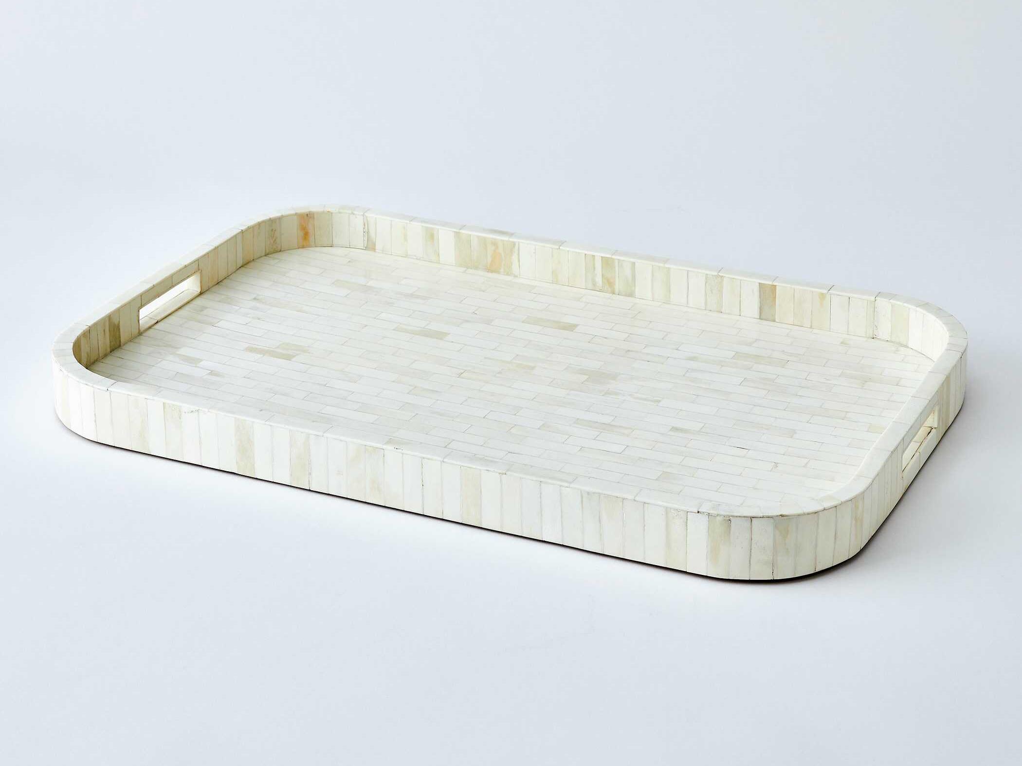 Global Views White Bone Super Ellipse Tray