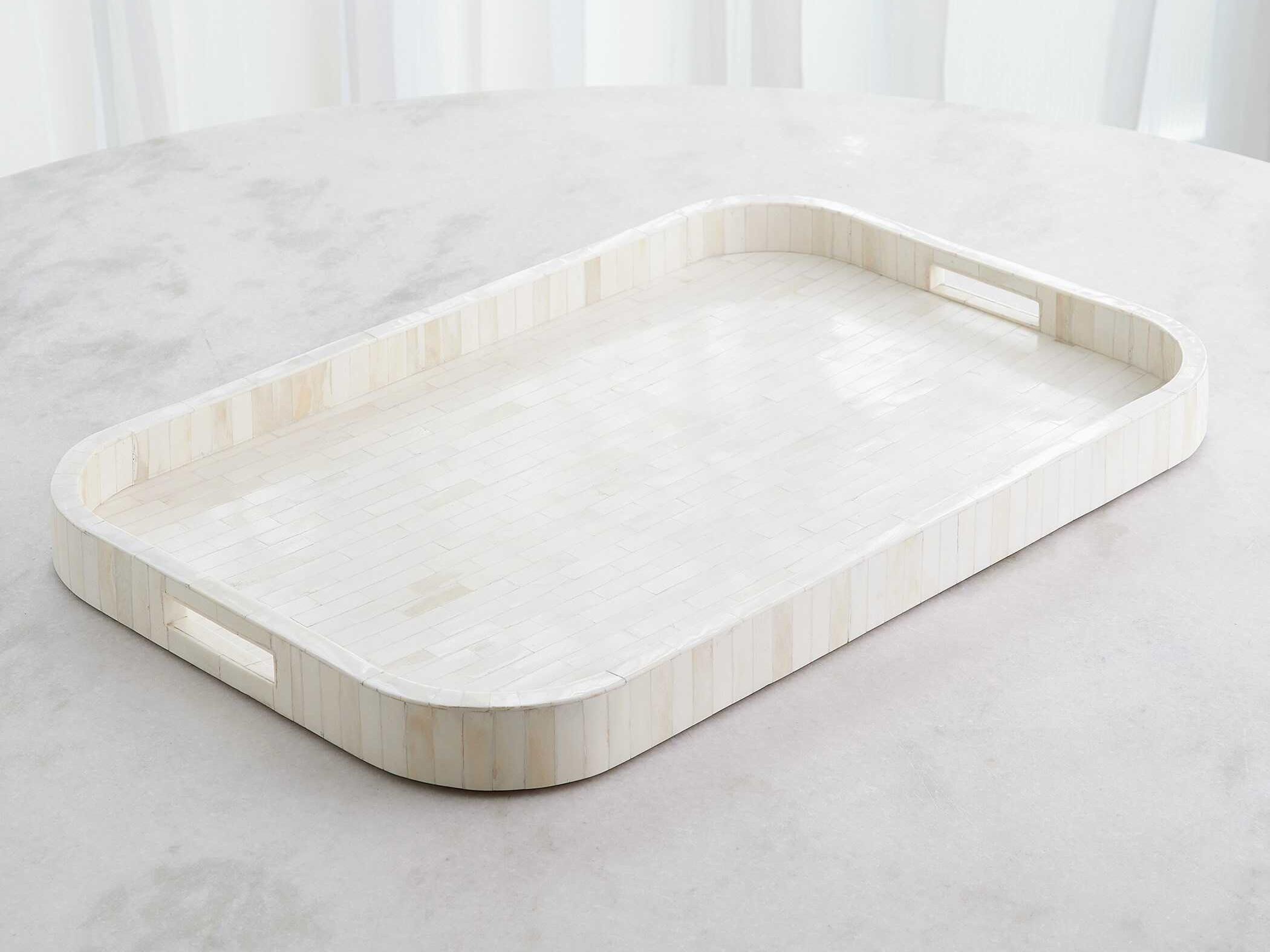 Global Views White Bone Super Ellipse Tray