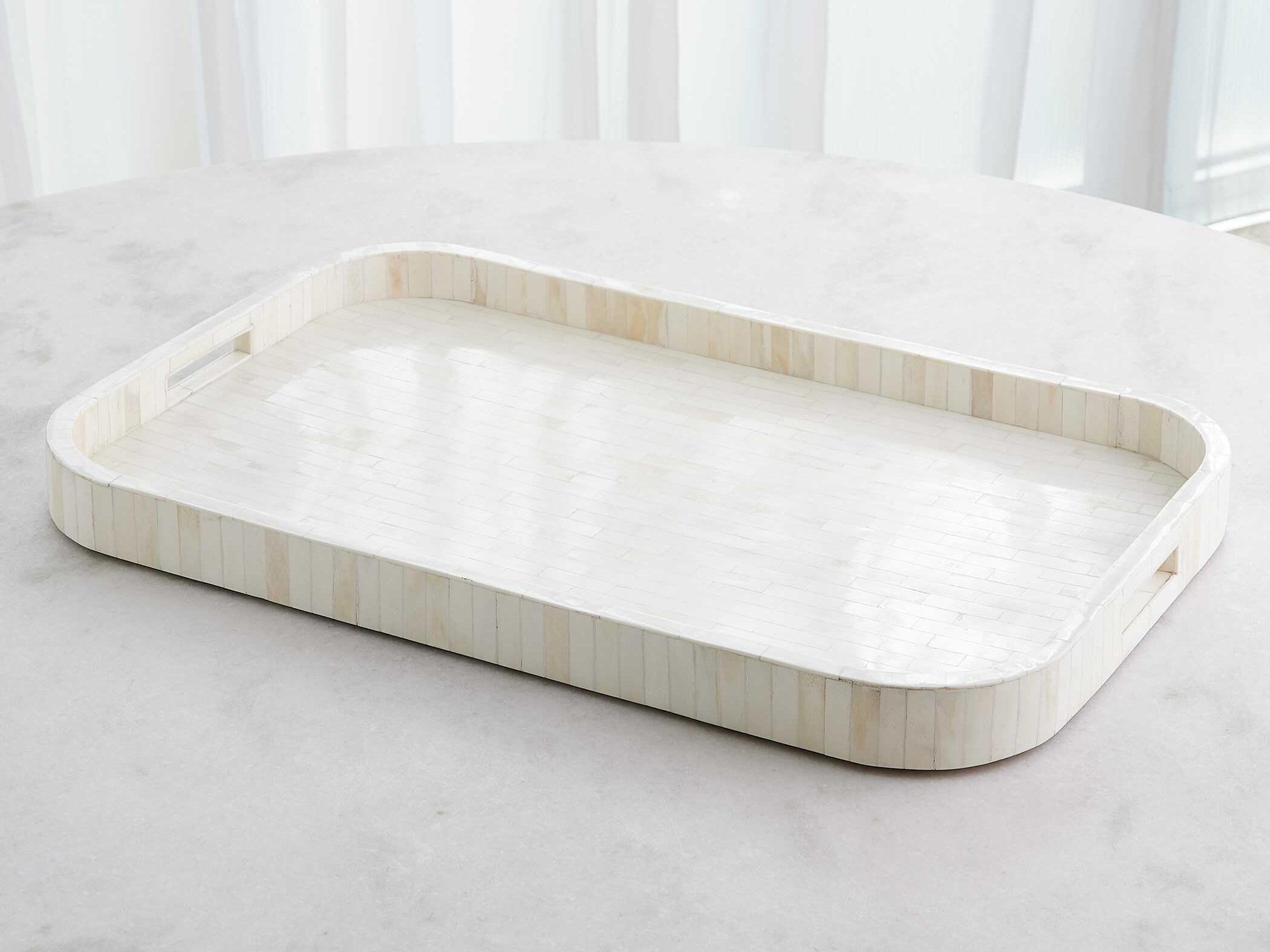 Global Views White Bone Super Ellipse Tray