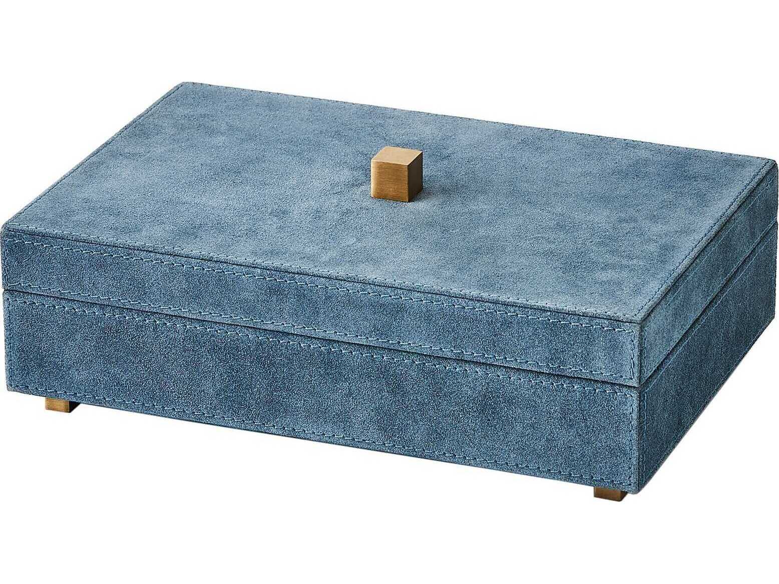 Global Views Dusty Blue Suede Posh Box