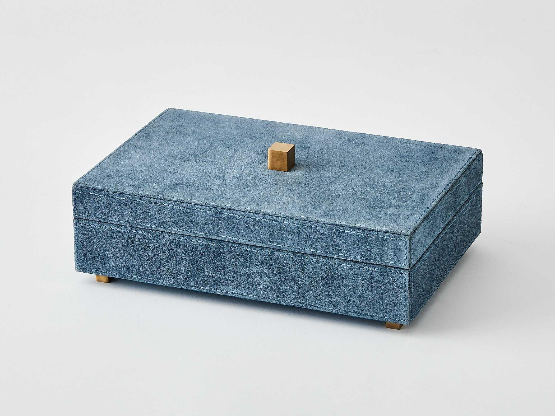 Global Views Dusty Blue Suede Posh Box