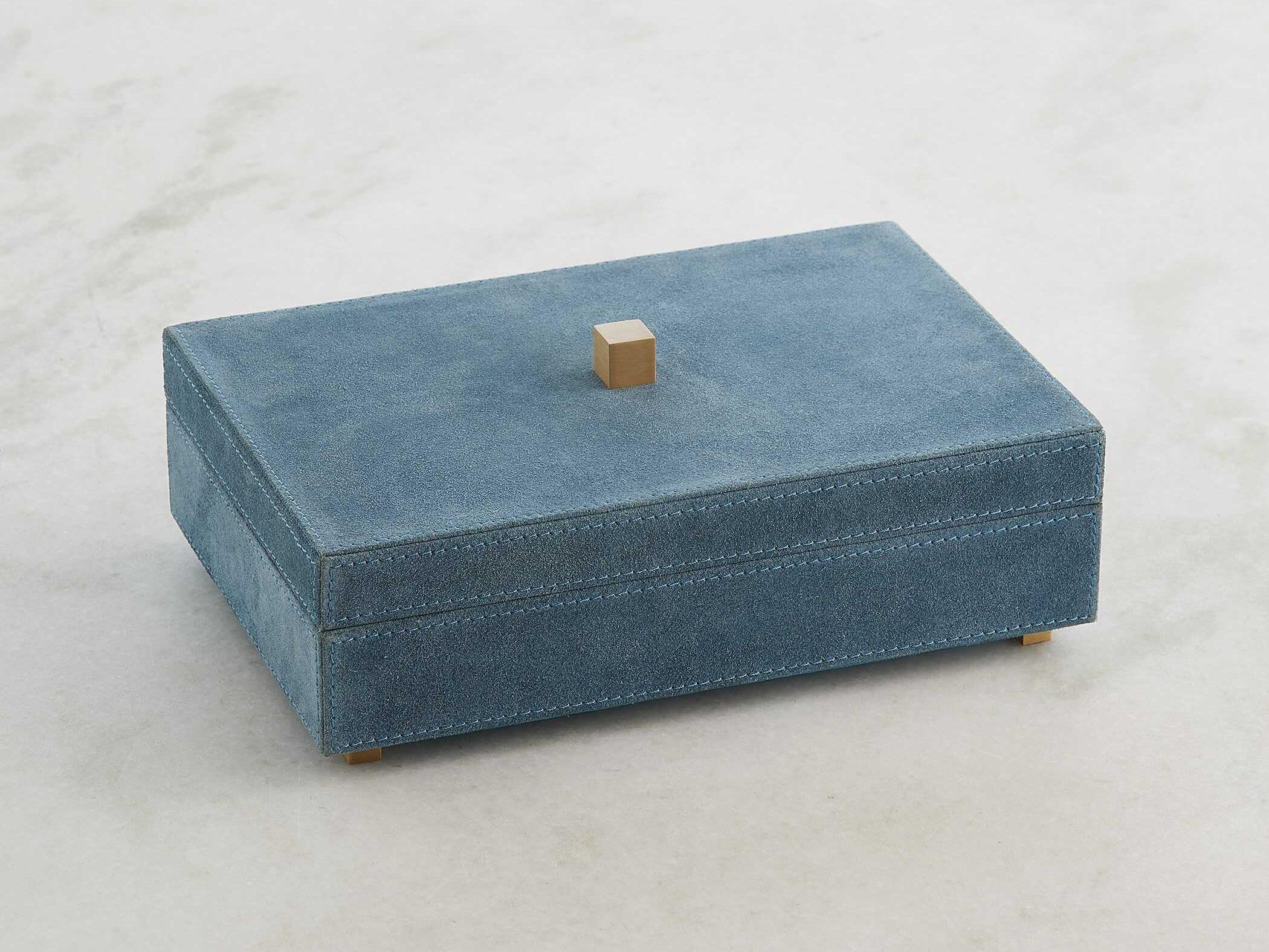 Global Views Dusty Blue Suede Posh Box