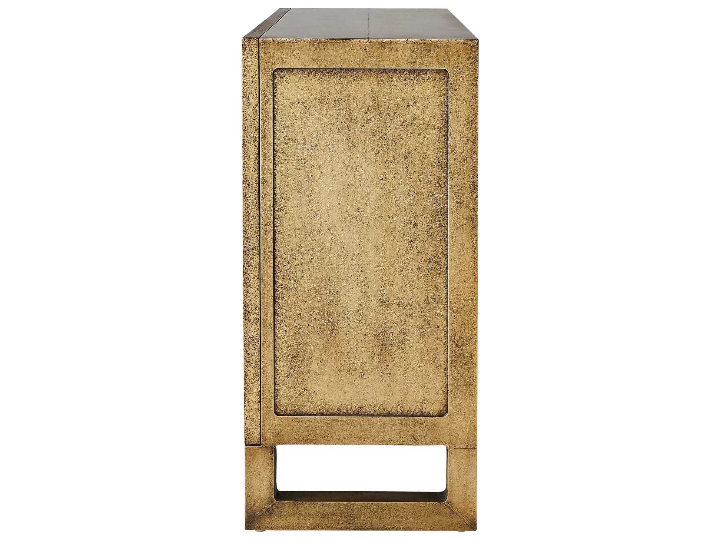 Global Views Gypsum Antique Satin Brass Gold Accent Cabinet
