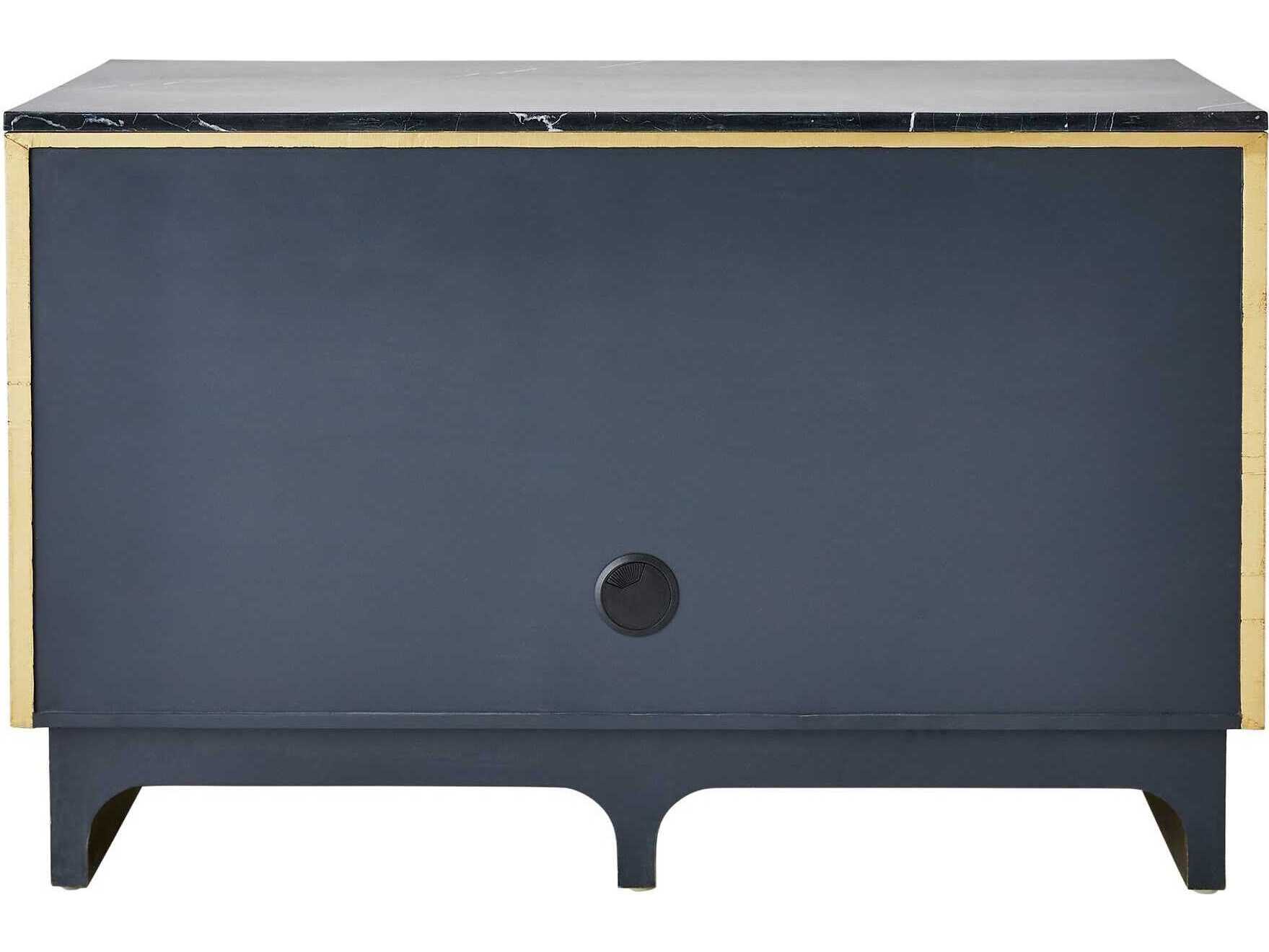 Global Views Inlay Black Polished Antique Brass Gold Accent Chest