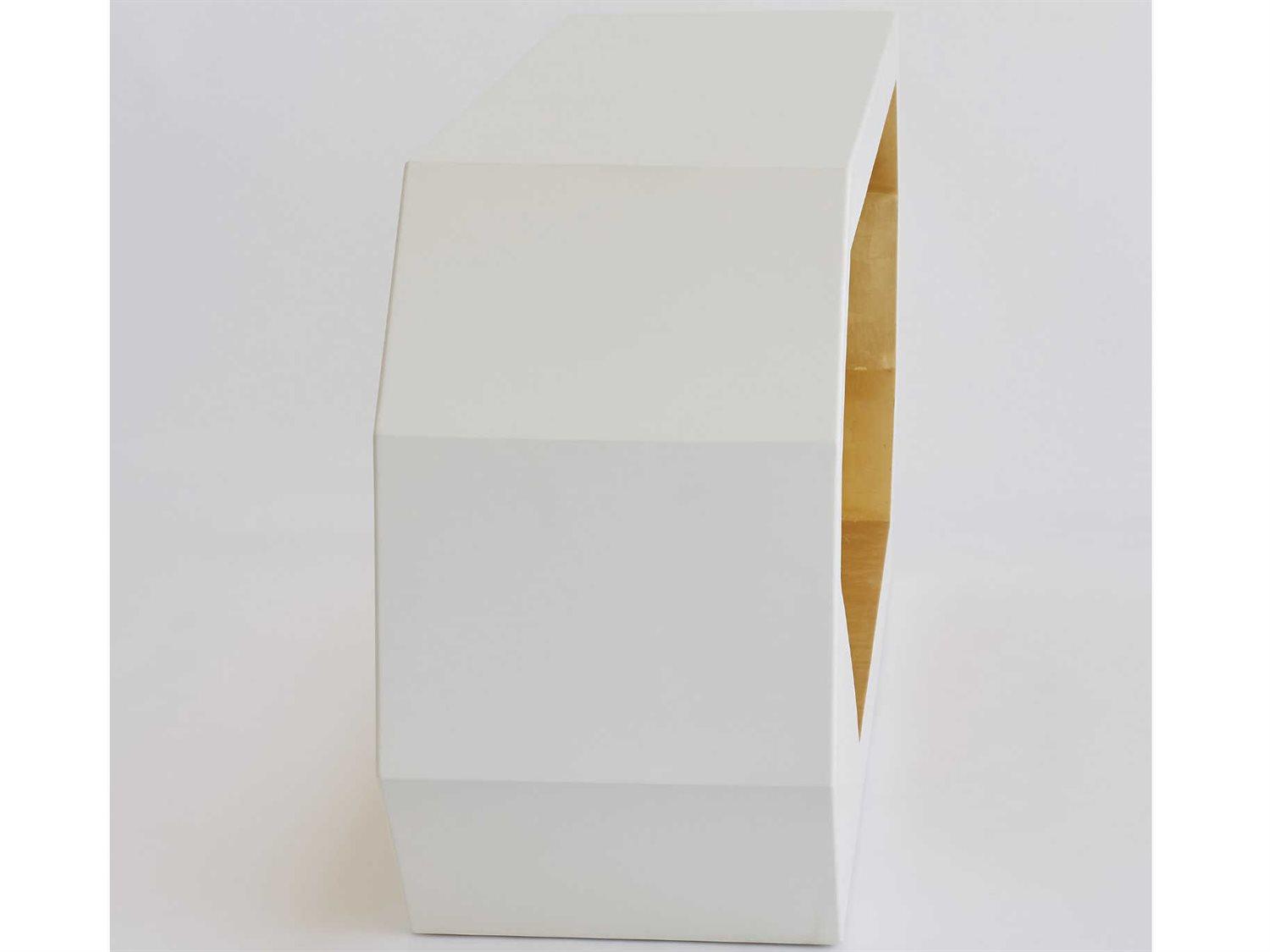 Global Views Rectangular Gold Leaf polyurethane Lacquer Inner Wood Ivory Outer Console Table