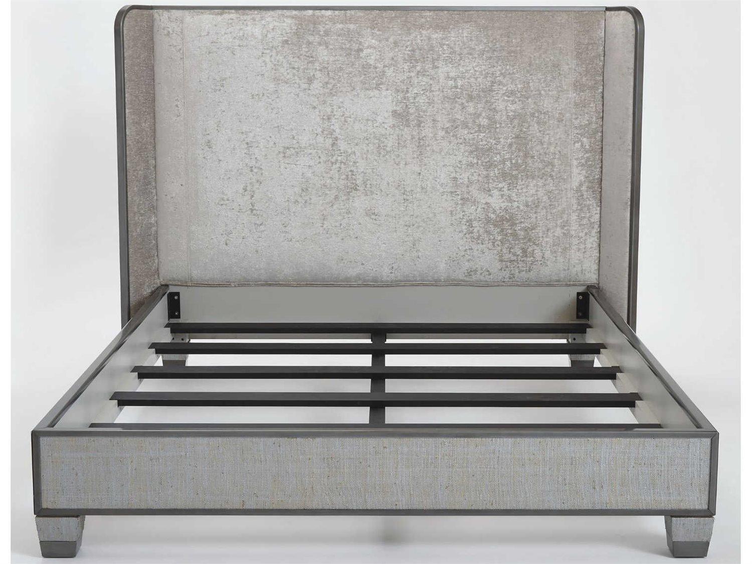 Global Views Pewter Gray Acacia Wood Queen Platform Bed