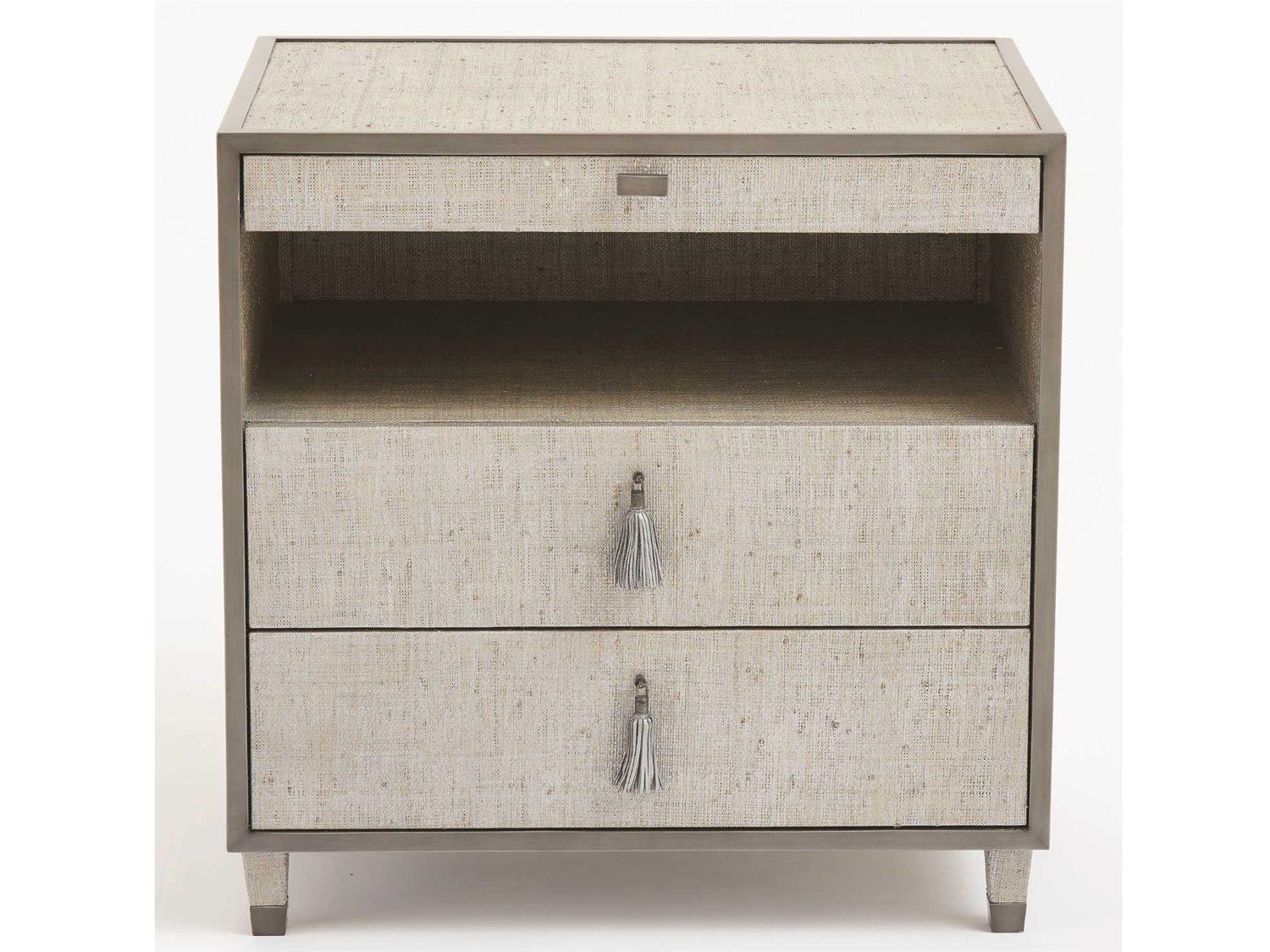 Global Views 3-Drawers Gray Acacia Wood Chest Nightstand