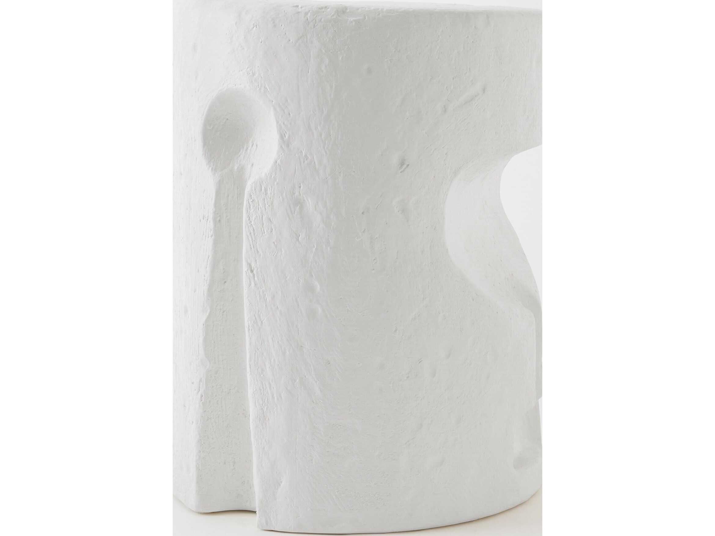 Global Views Gilles Round Ceramic Matte White End Table