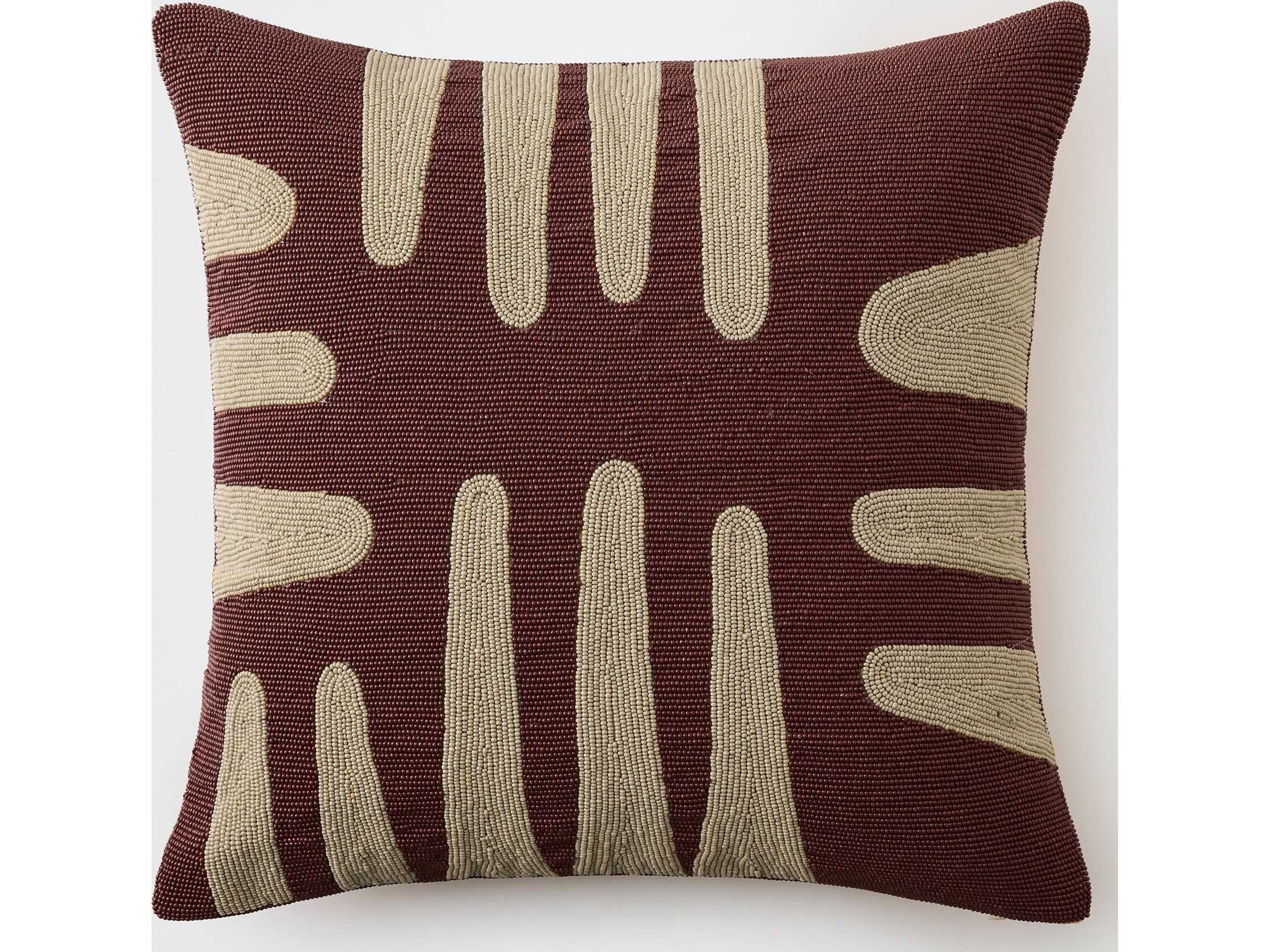 Global Views Carthago Beaded Pillow-Pass-Cinnabar