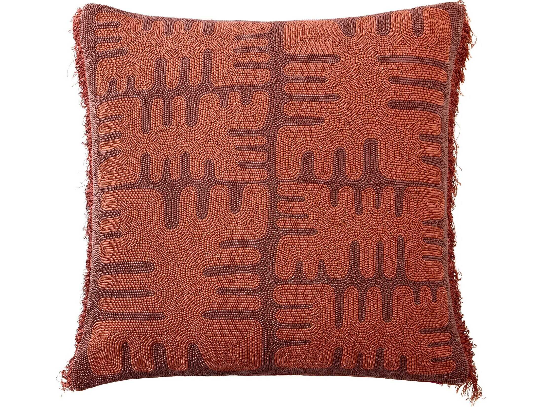 Global Views Duafe Beaded Pillow-Rust