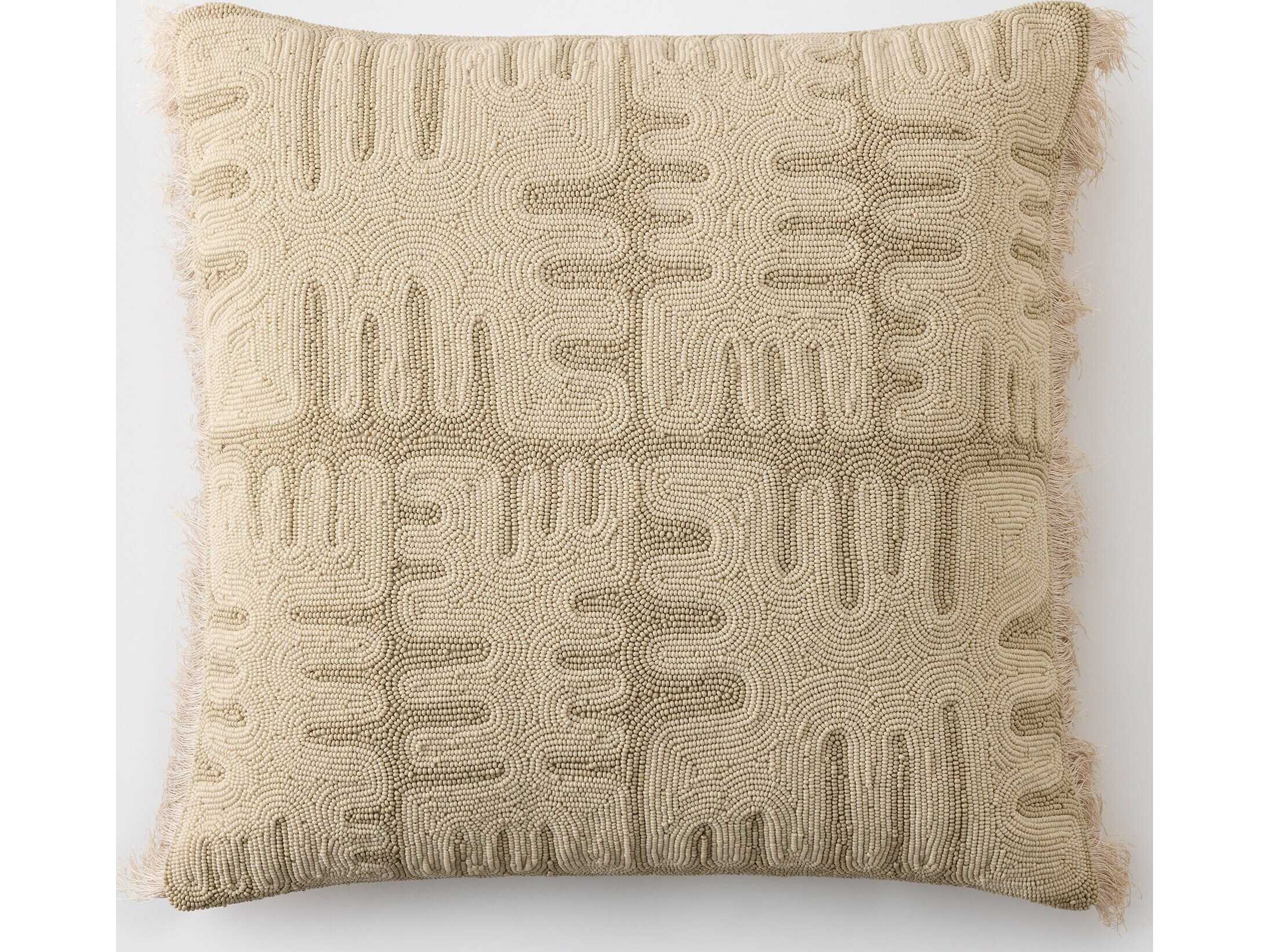 Global Views Duafe Beaded Pillow-Sand