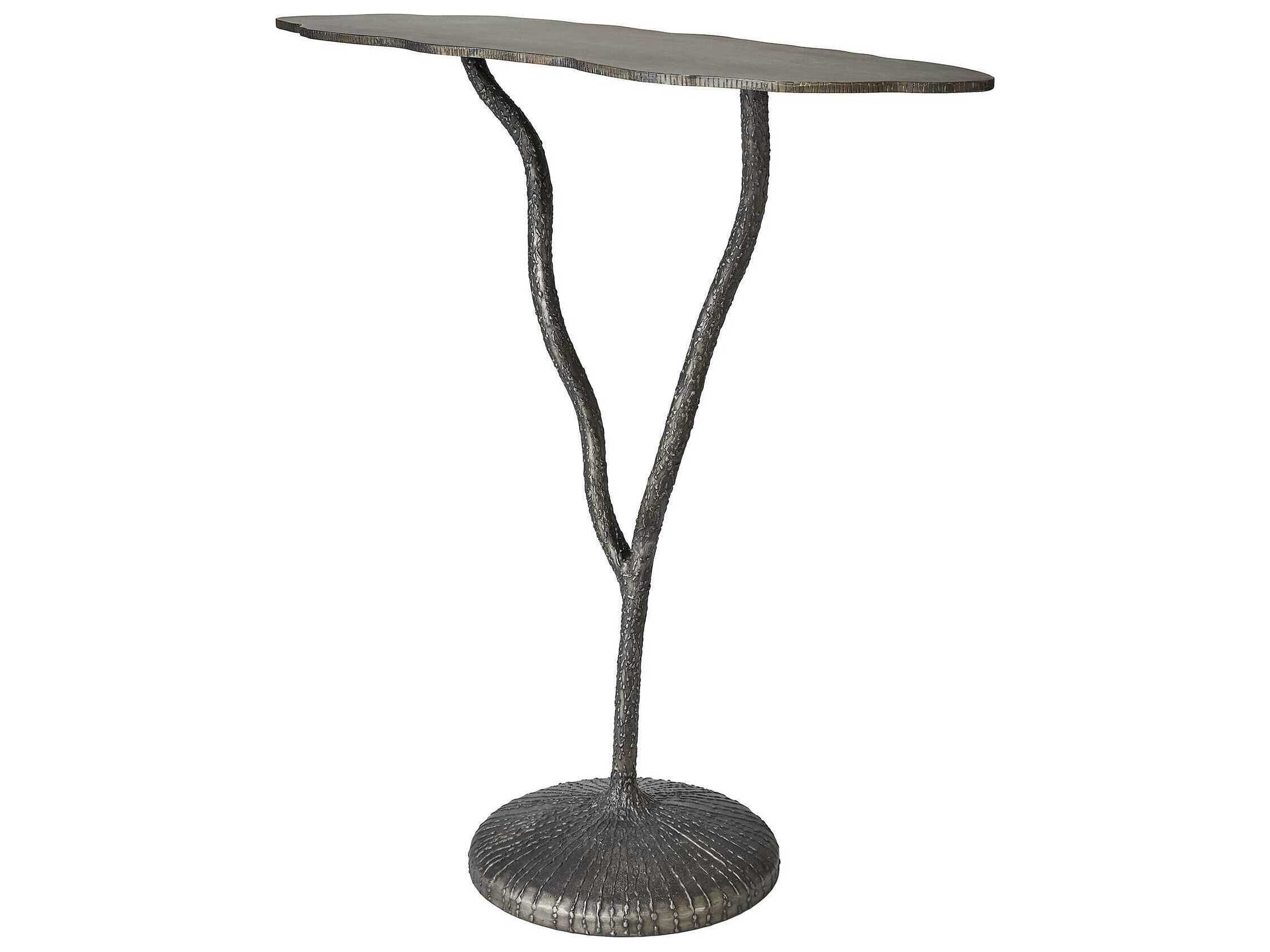 Global Views Forest Blossom Rectangular Metal Natural Iron Console Table