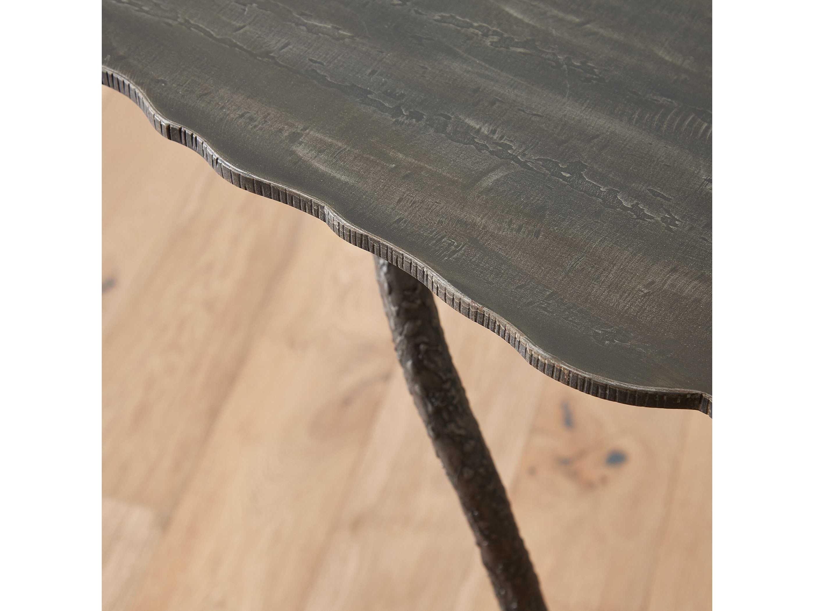 Global Views Forest Blossom Rectangular Metal Natural Iron Console Table