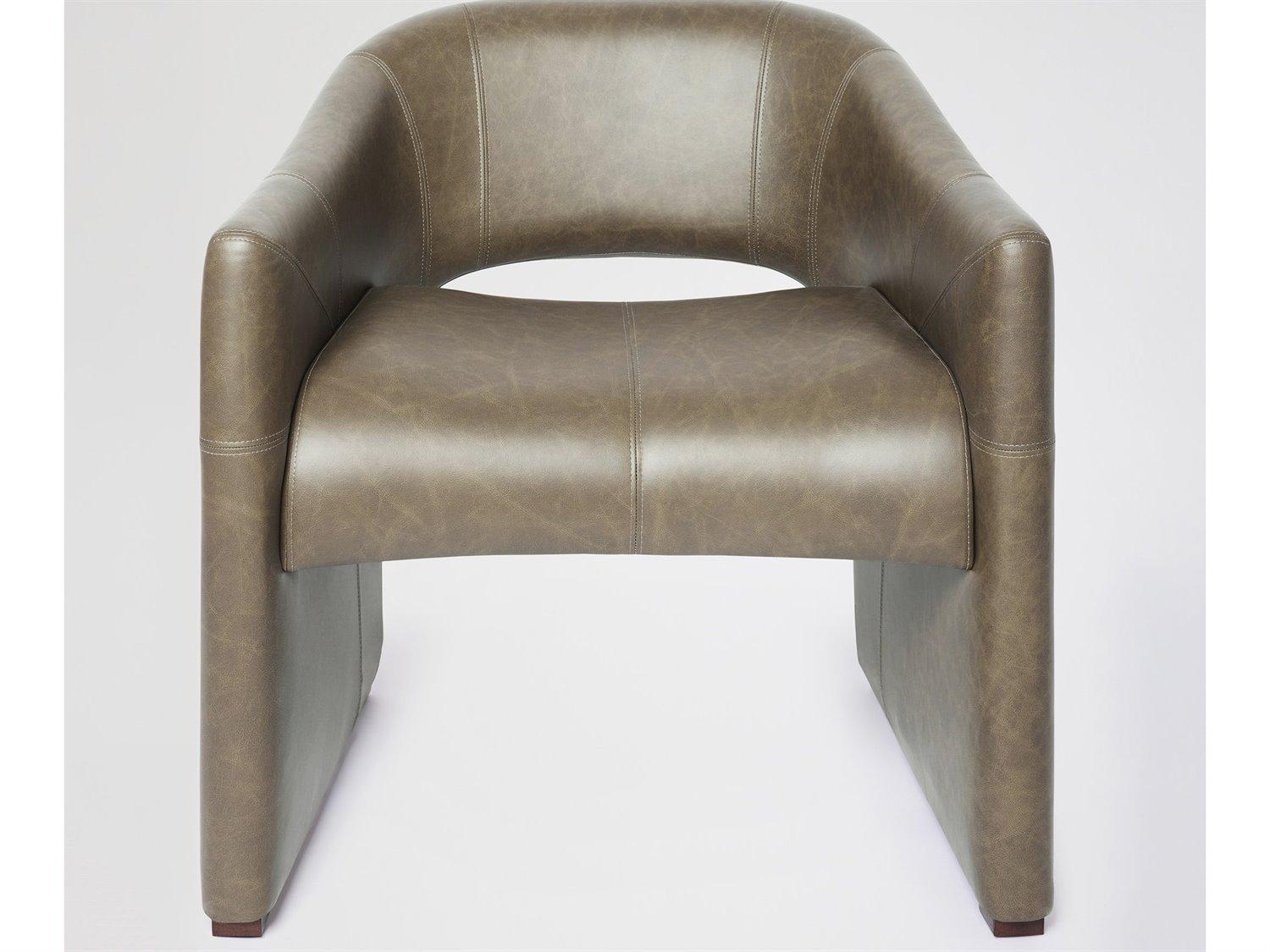 Global Views Winchester Green Leather Accent Chair