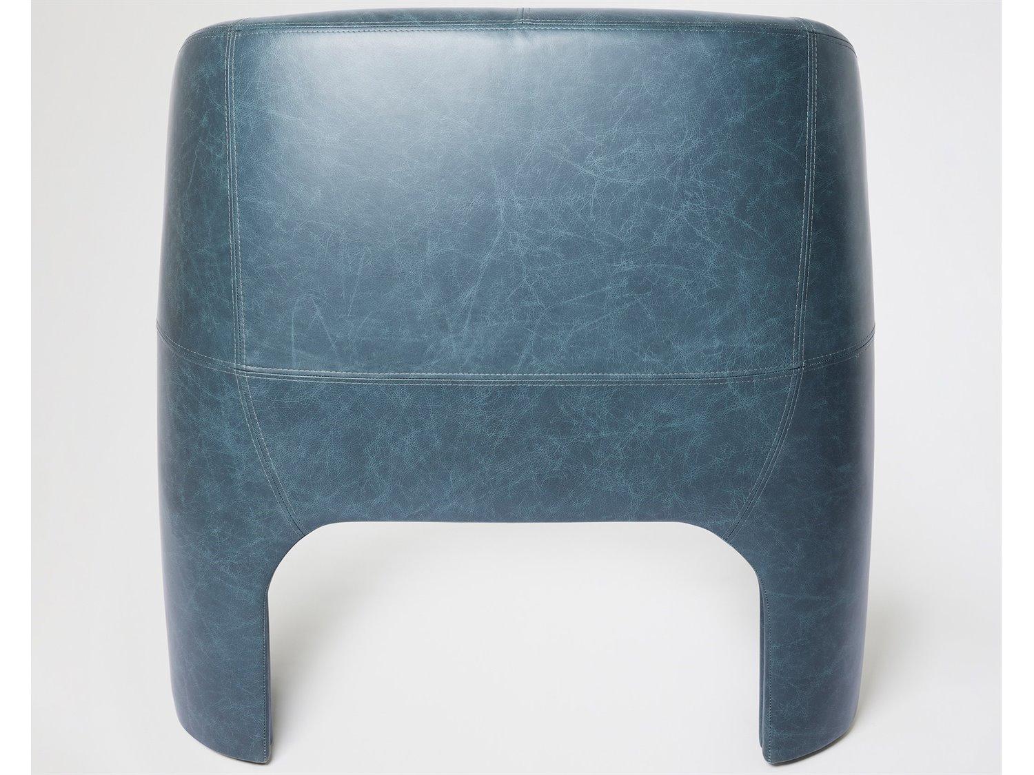 Global Views Bradford Blue Leather Accent Chair