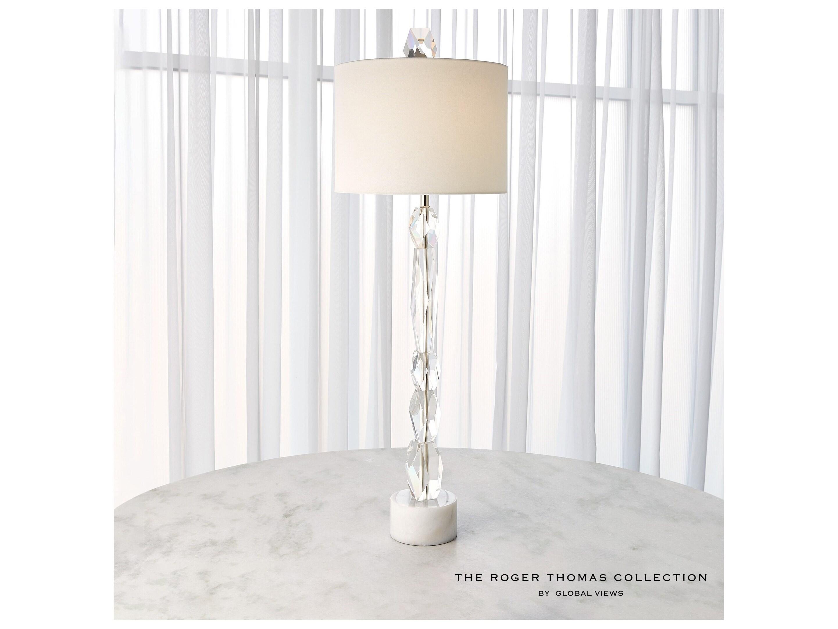 Global Views Facette White Table Lamp