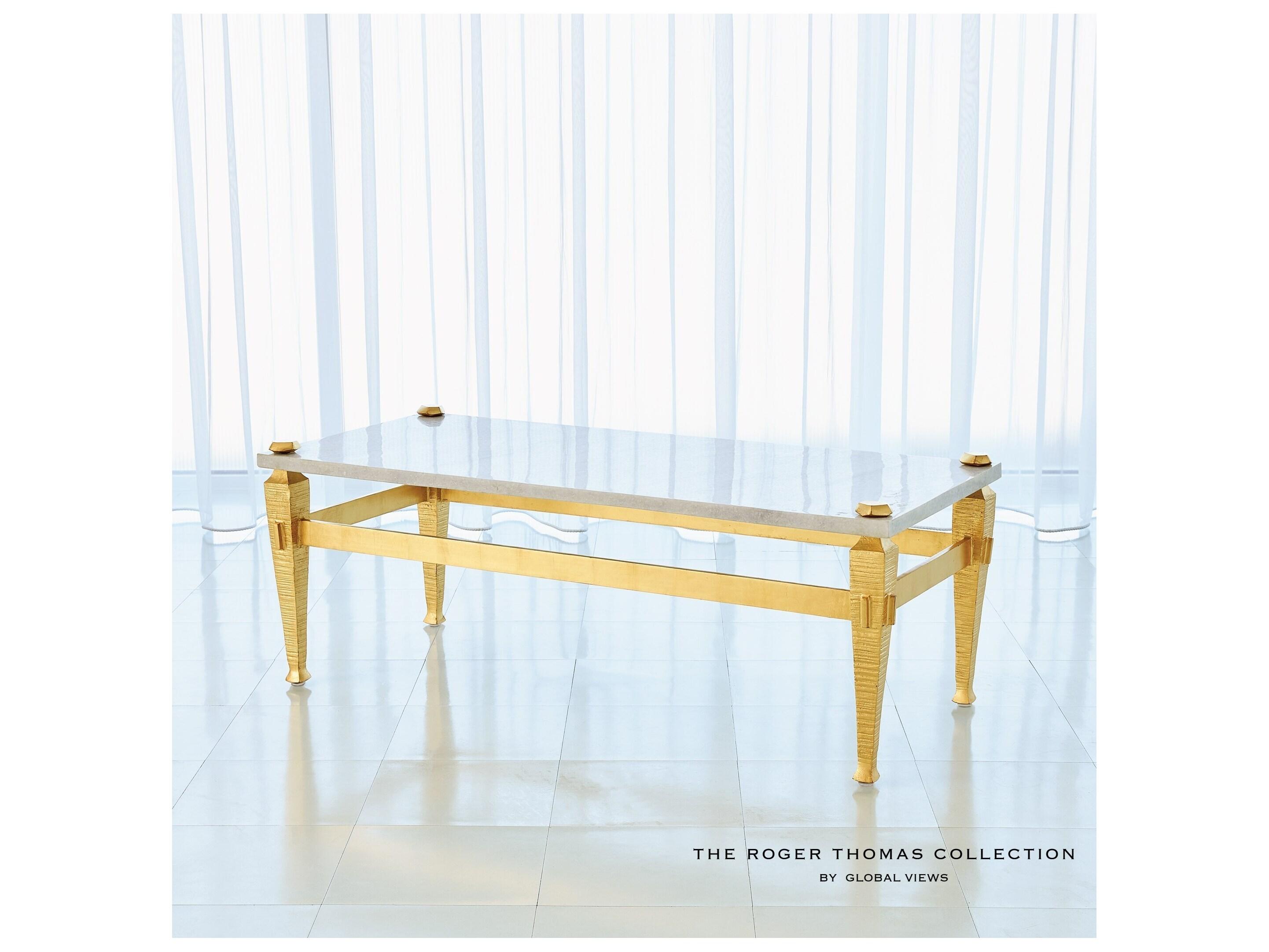 Global Views Rectangular Marble Coffee Table